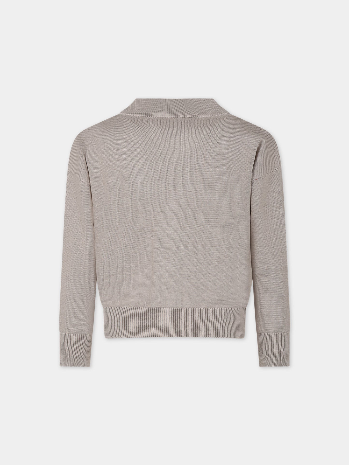 Cardigan beige per bambino con logo ricamato,Armani Junior,3D4M52 4MHUZ 01M5