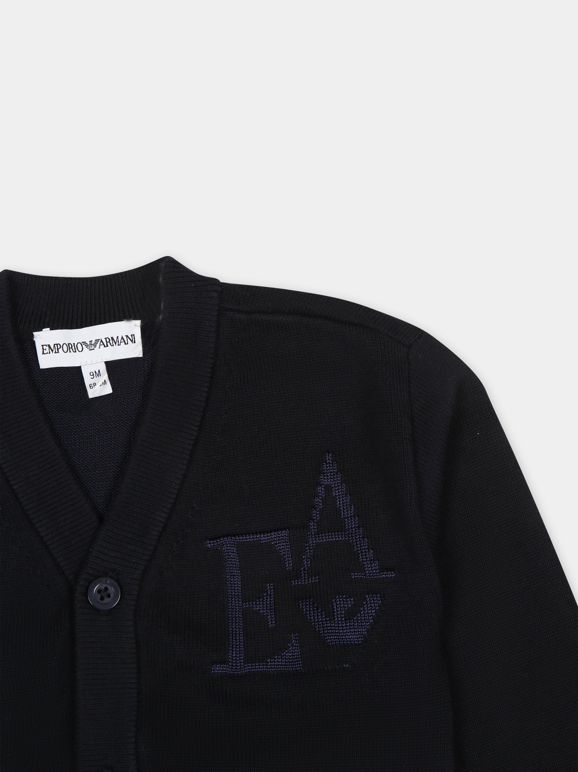 Cardigan blu per neonato con iconico aquilotto,Armani Junior,3DHM52 4MHUZ 0920