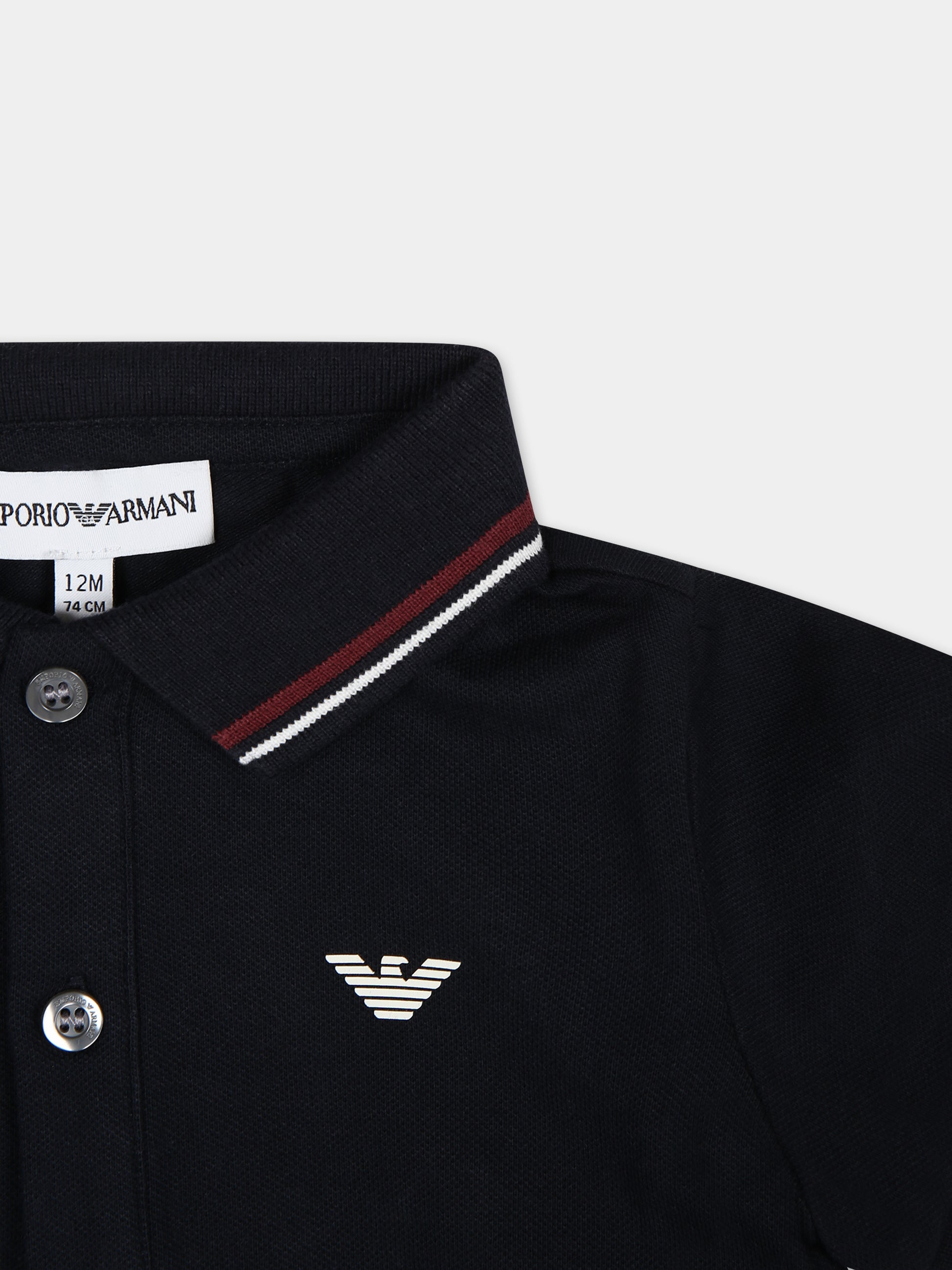 Polo blu per neonato con logo,Armani Junior,8NHFB3 1JPTZ 0920