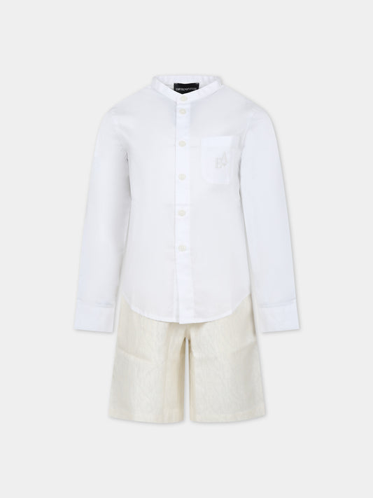 Completo elegante avorio per bambino con logo,Armani Junior,3D4VJ3 4NGDZ F125