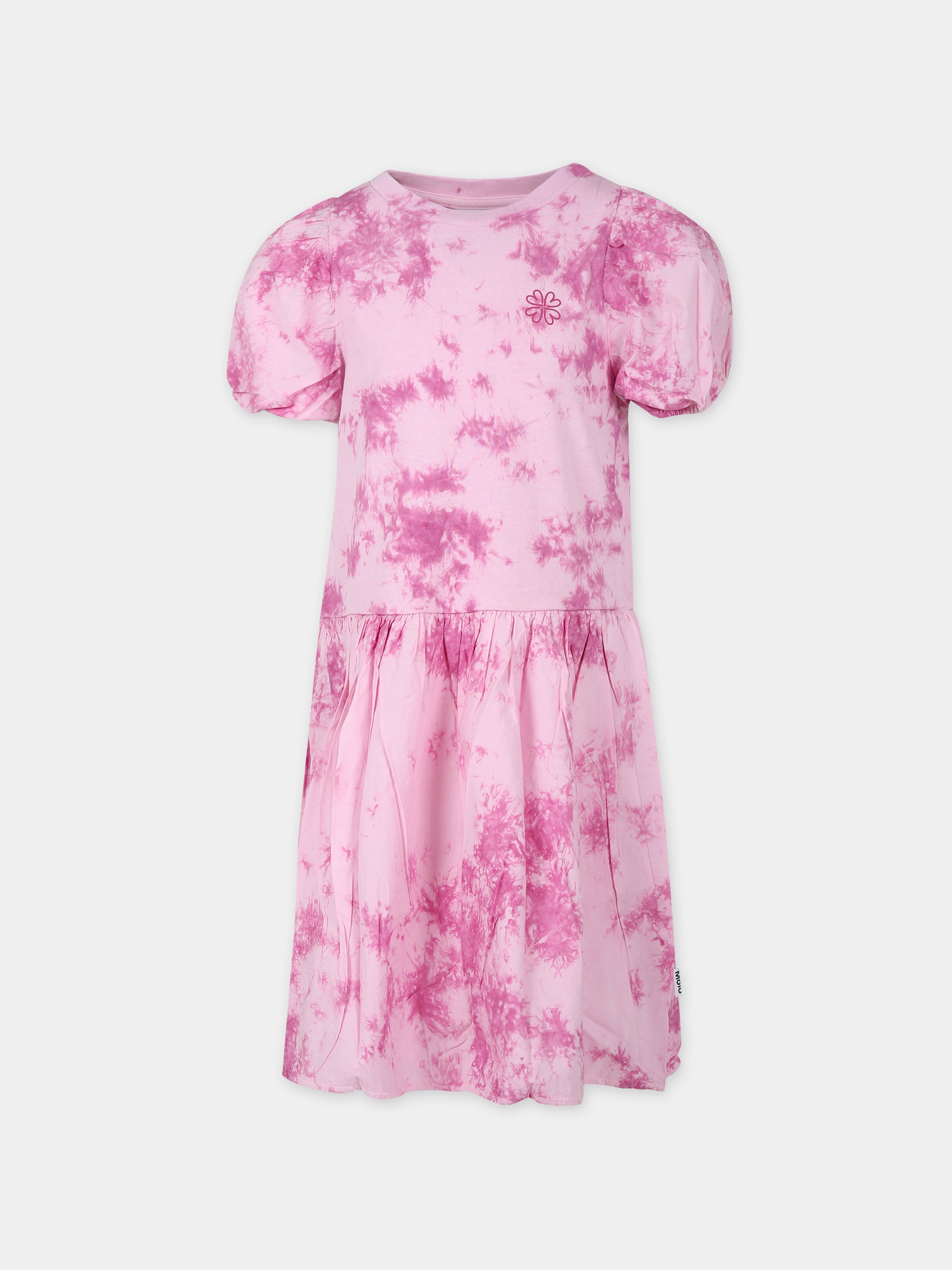 Vestito casual rosa Chikako per bambina con tie dye,Molo,2S24E111 9029