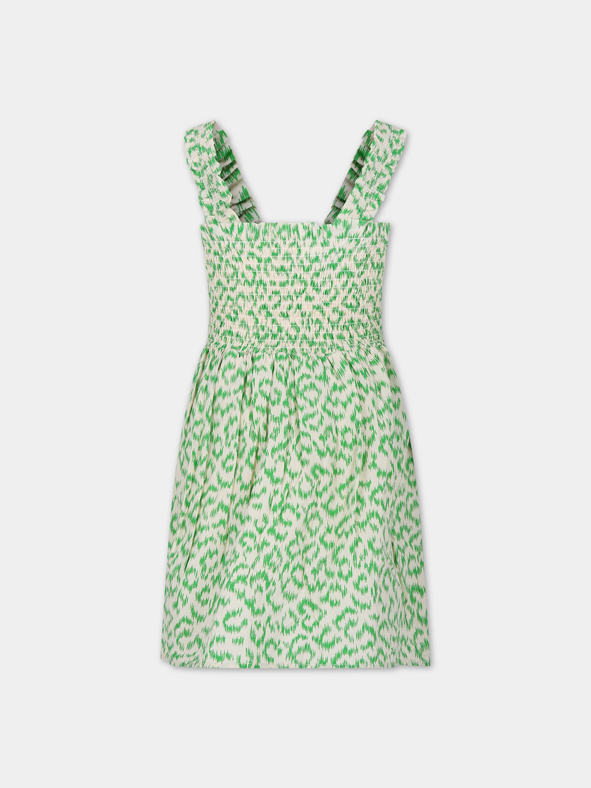 Vestito verde per bambina con stampa,Molo,2S24E110 9018