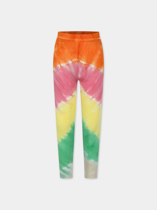 Leggings arancioni per bambina con stampa tie-dye,Molo,2S24F201 9056