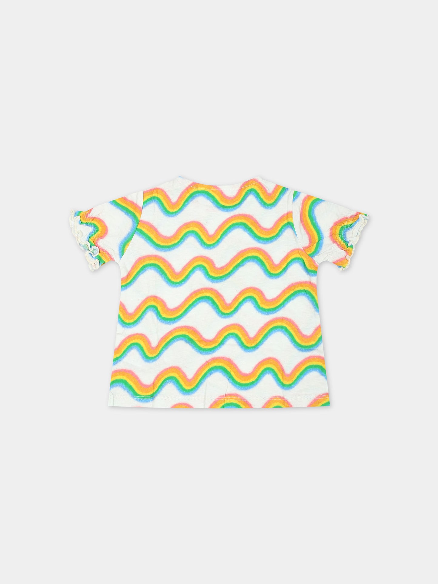 T-shirt bianca per neonata con stampa arcobaleno,Molo,4S24A201 9046