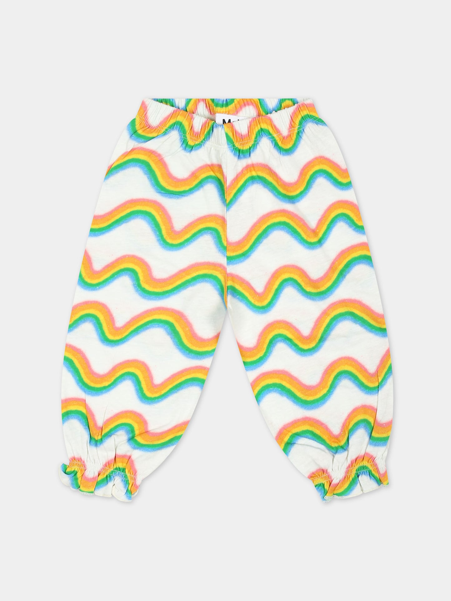 Pantaloni bianchi per neonata con stampa arcobaleno,Molo,4S24I202 9046