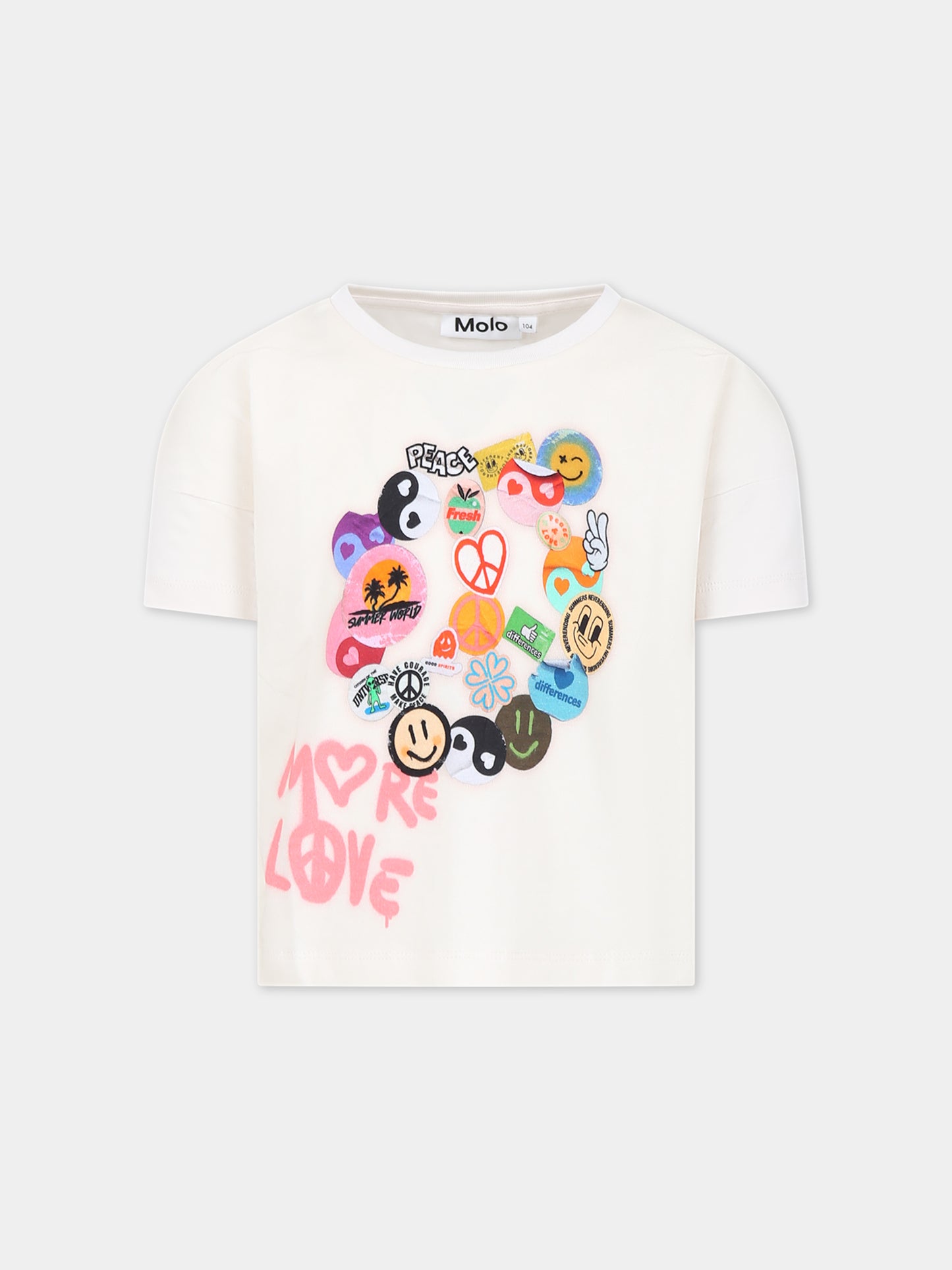 T-shirt avorio per bambina con smile,Molo,2S24A207 3449