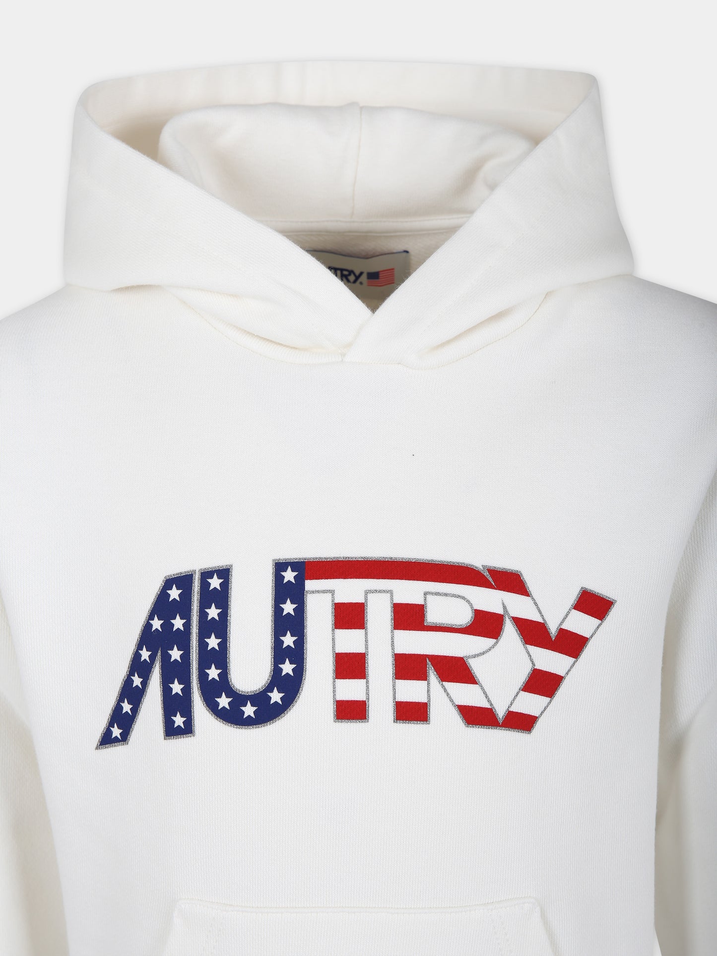 Felpa con cappuccio bianca per bambini con logo,Autry,KHPK 033W