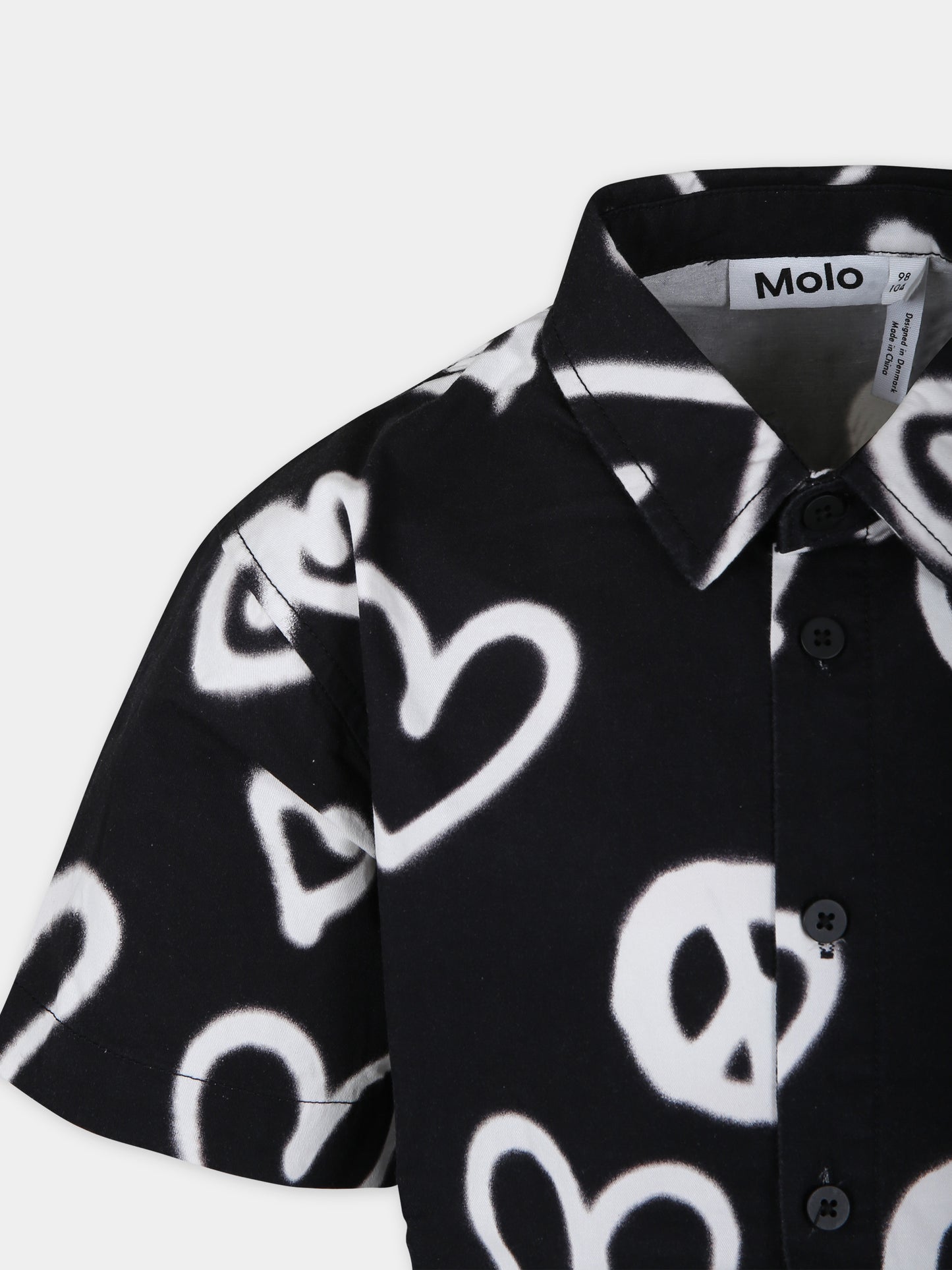 Camicia nera per bambino con cuori,Molo,1S24C202 8905