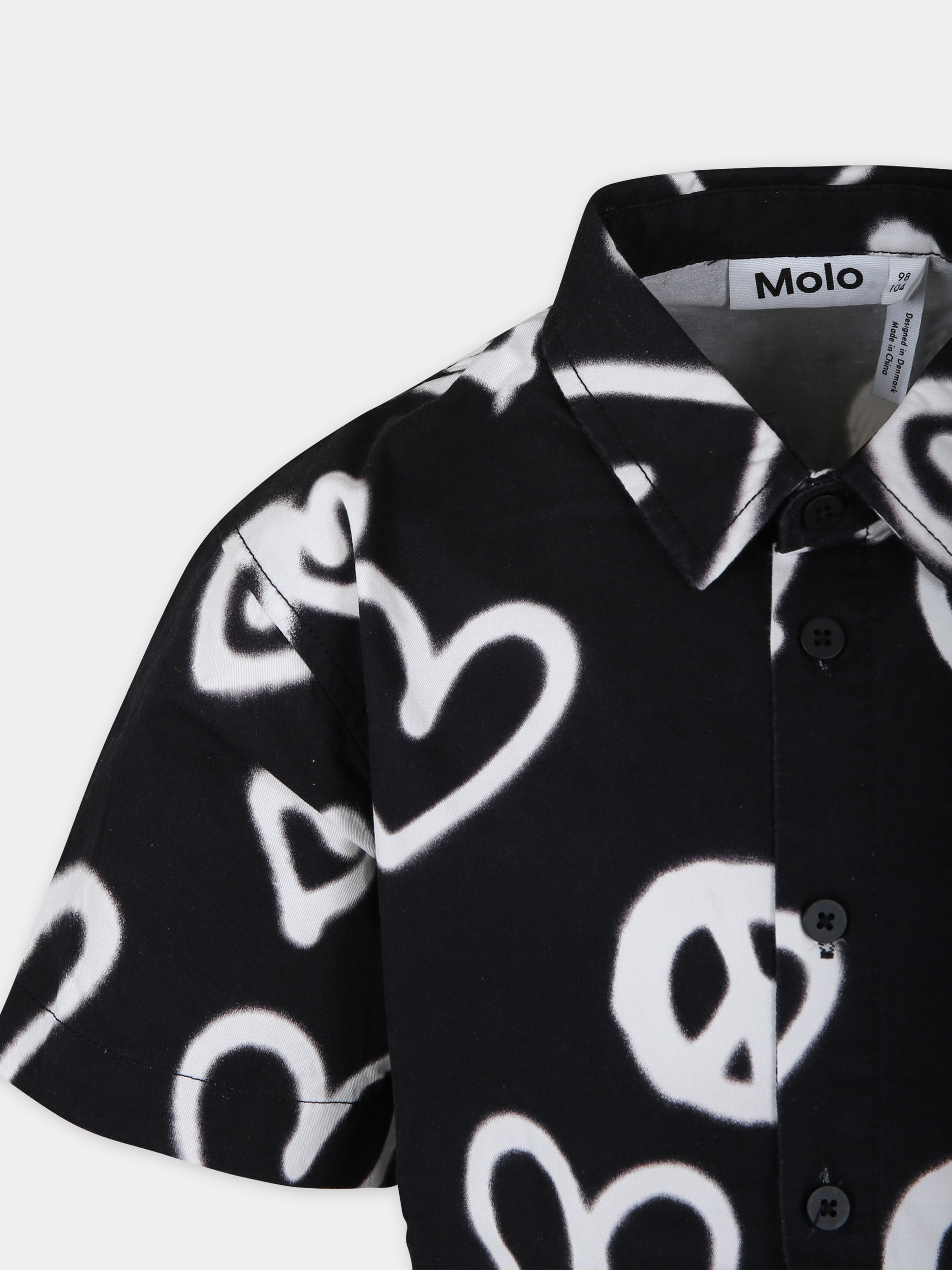 Camicia nera per bambino con cuori,Molo,1S24C202 8905