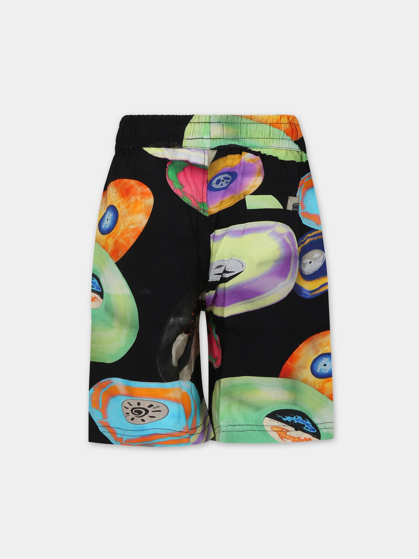 Shorts neri per bambino con stampa dischi,Molo,1S24H110 8909