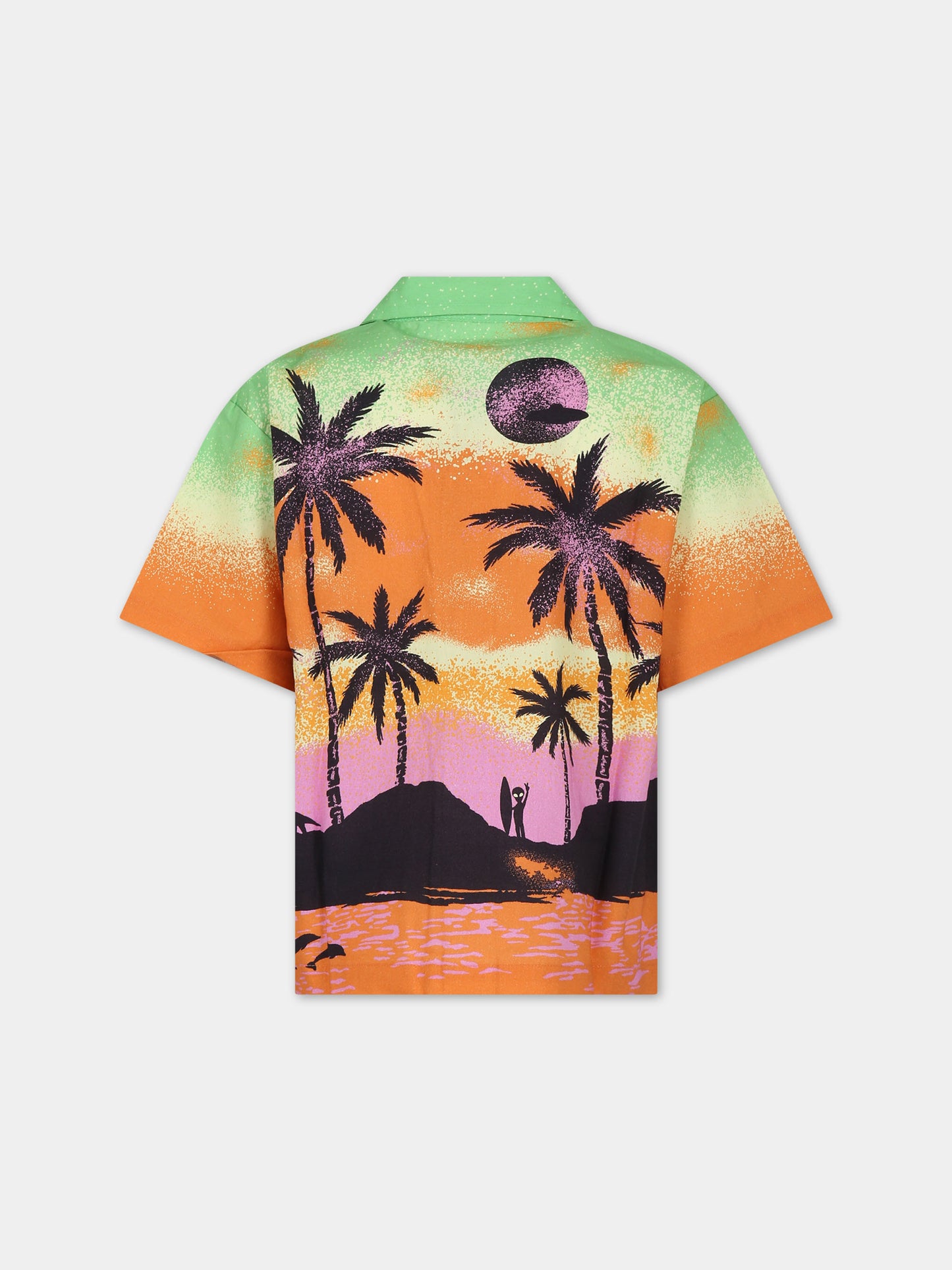 Camicia arancione per bambino con stampa alieni e palme,Molo,1S24C101 3443