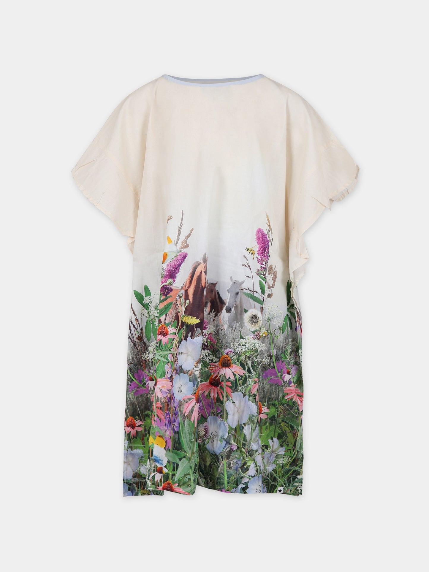 Copricostume avorio per bambina con cavalli e fiori,Molo,2S24E102 3405