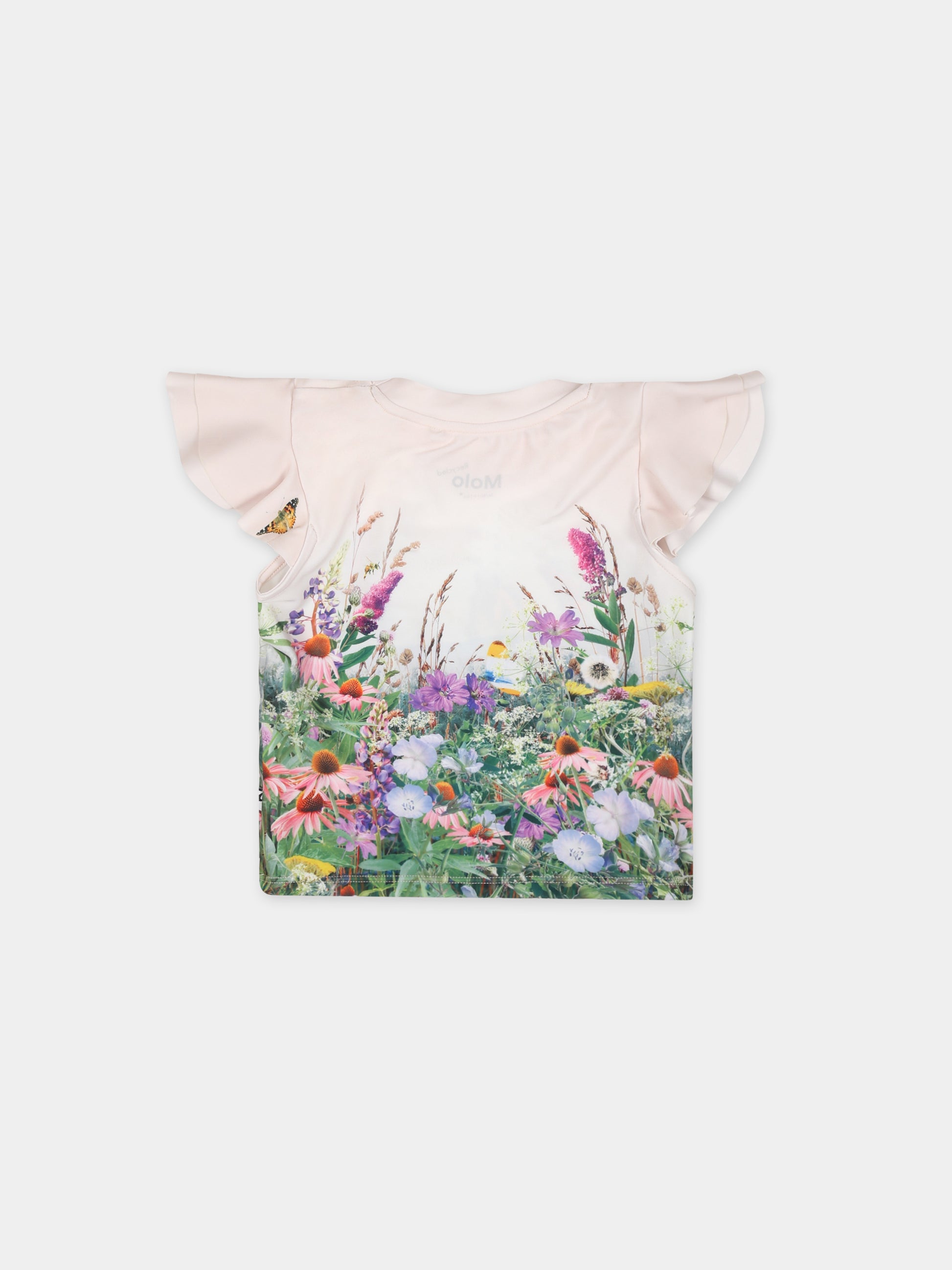 T-shirt anti UV avorio per neonata con stampa cavalli e fiori,Molo,8S24P202 3405