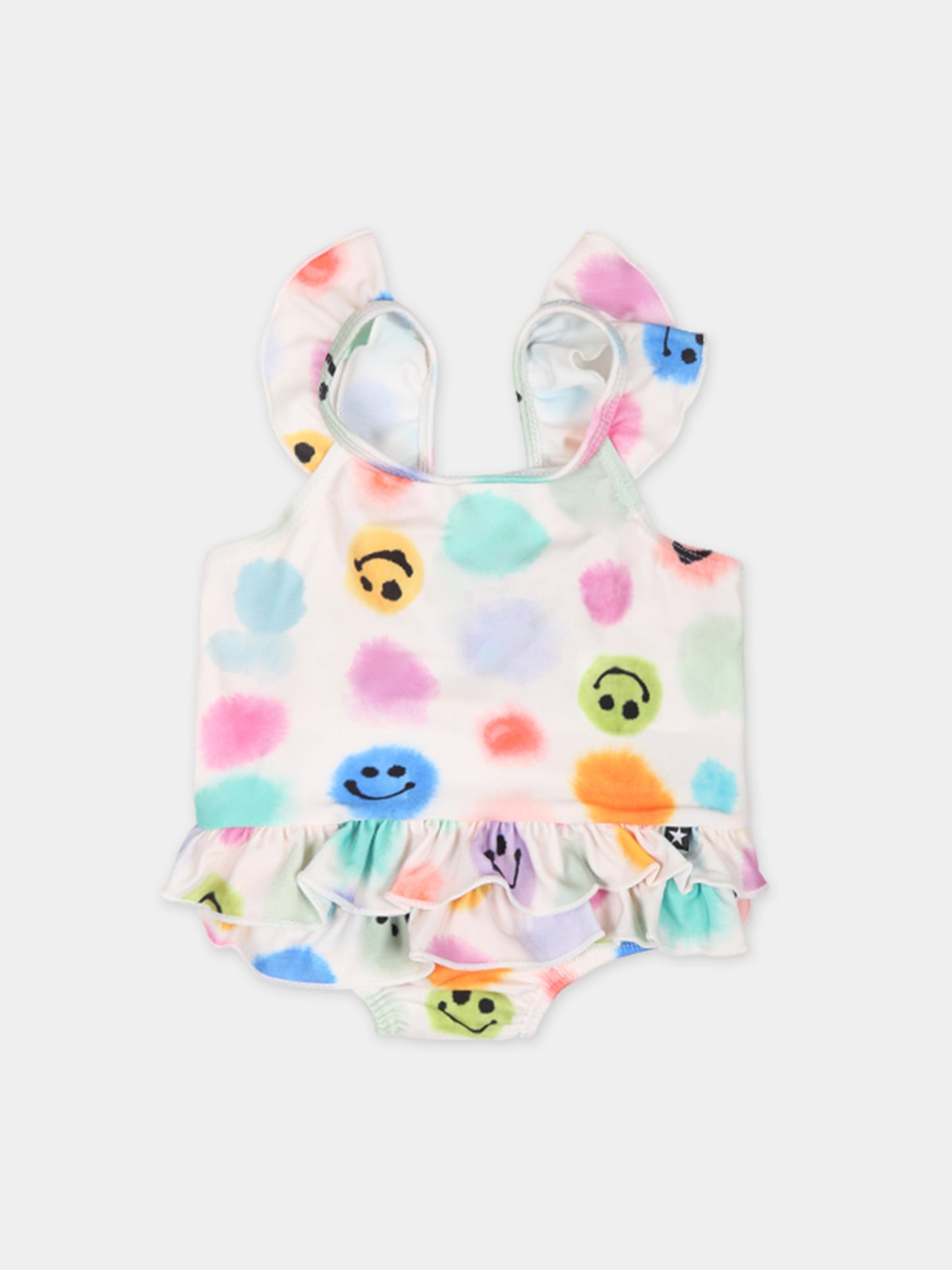 Costume bianco per neonata con pois e smile,Molo,8S24P605 6990