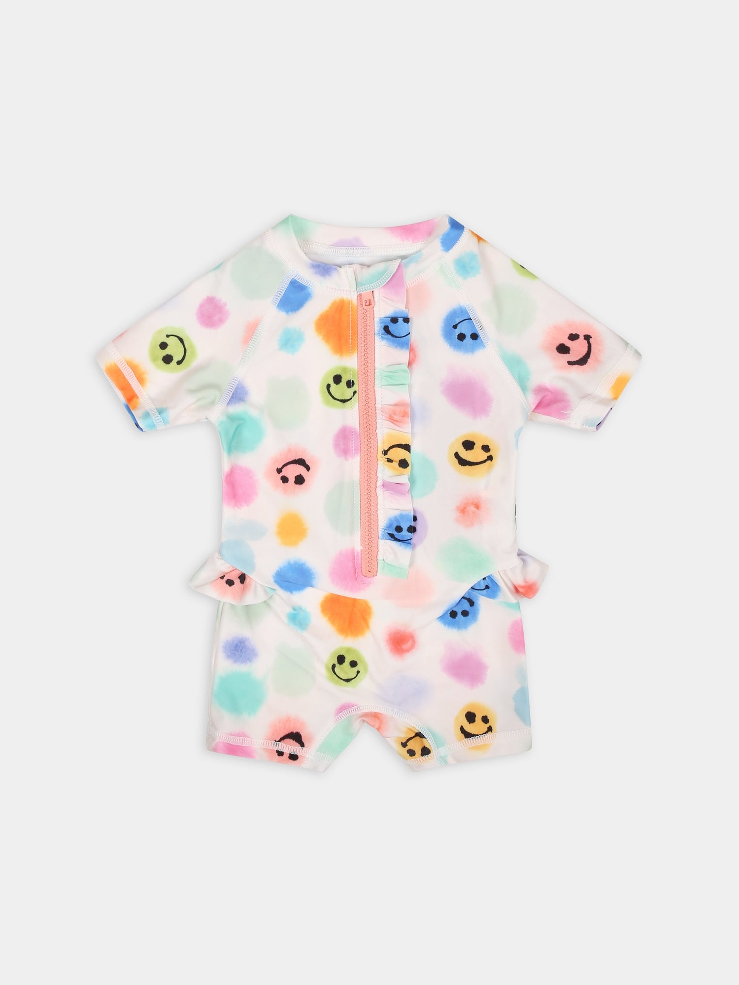 Costume anti UV bianco per neonati con pois e smile,Molo,8S24P608 6990