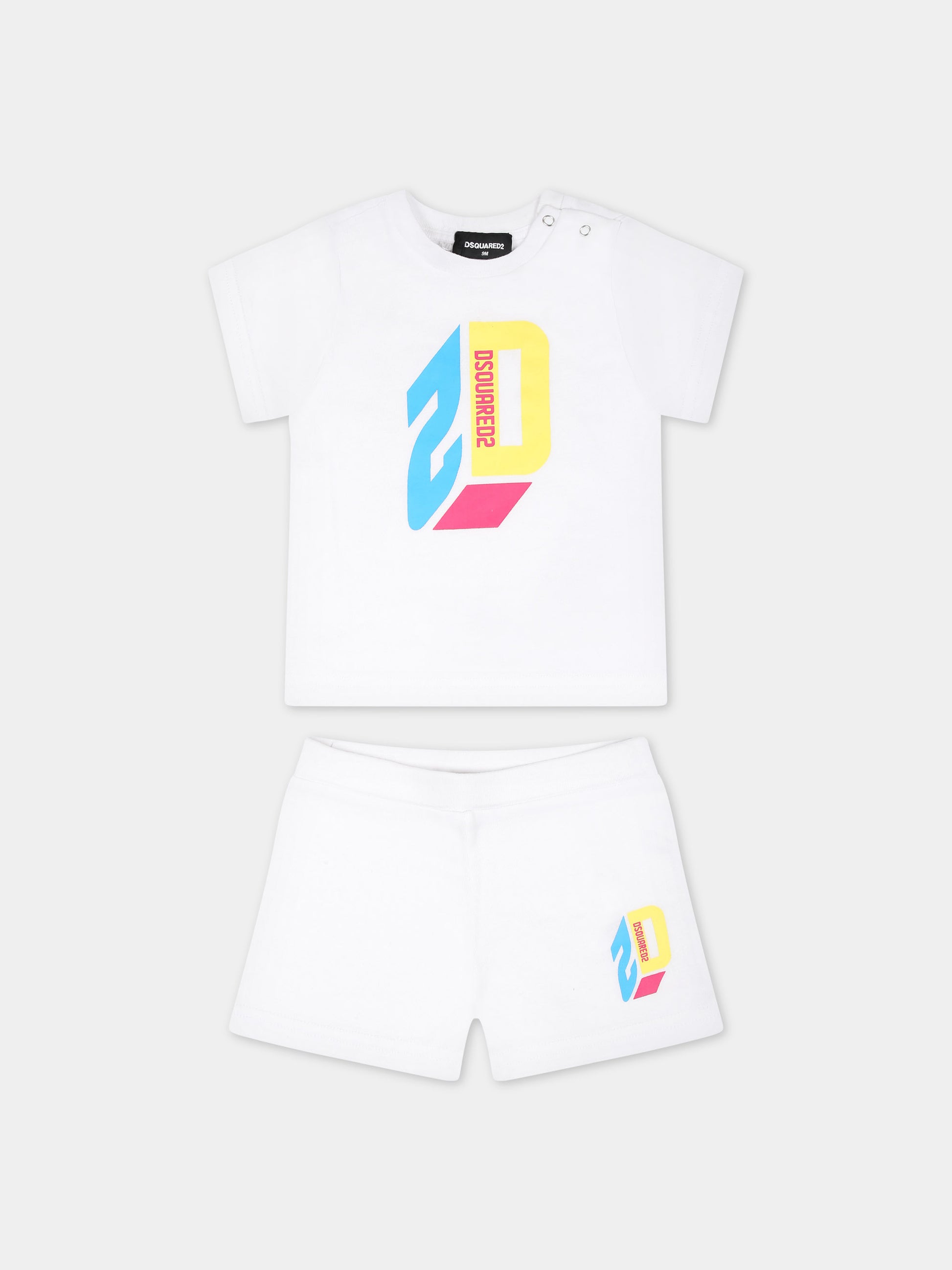 Completo bianco per neonato con logo,Dsquared2,DQ2256 D0A8U D2S7B DQ100