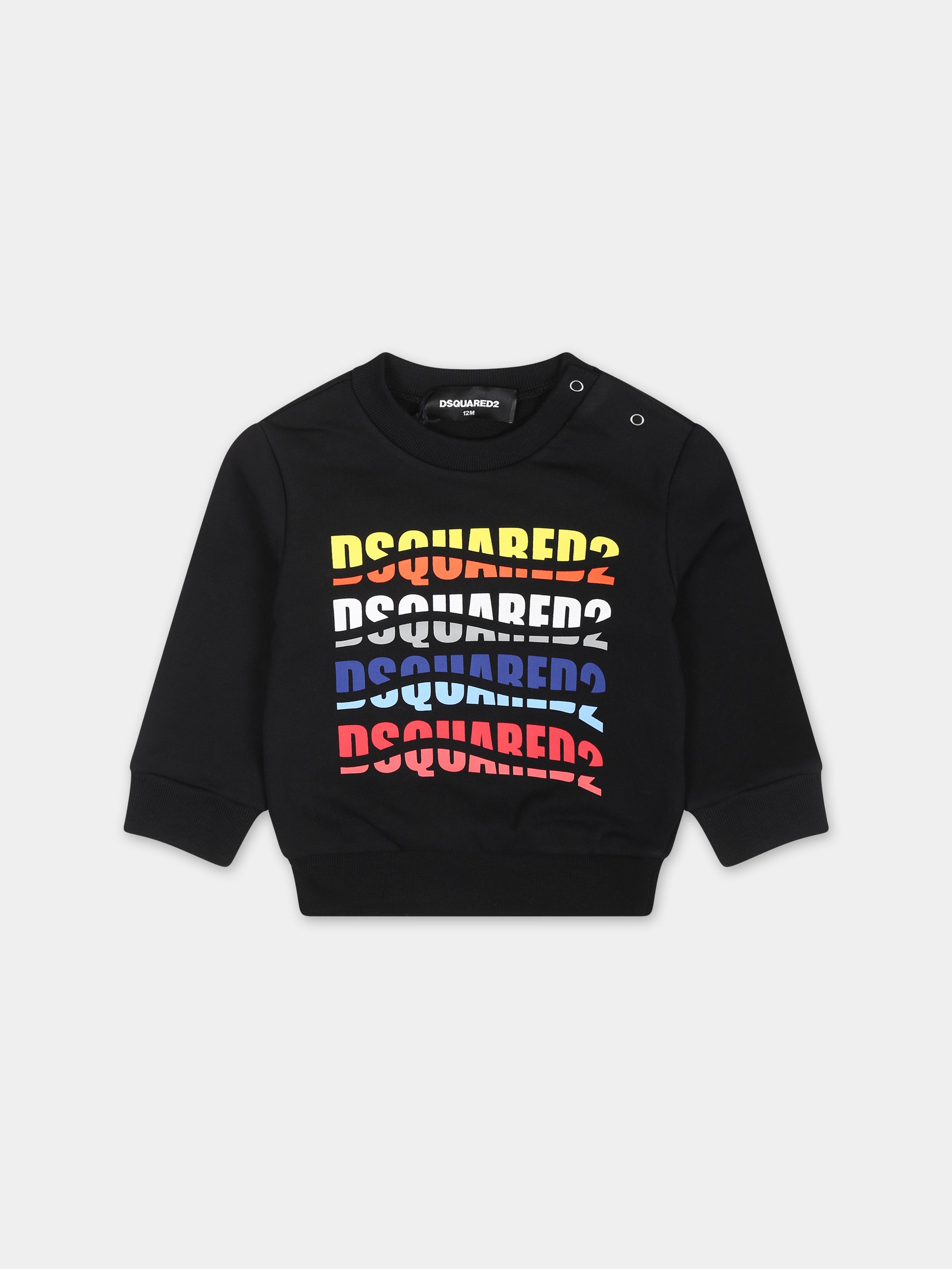 Felpa nera per neonato con logo,Dsquared2,DQ2143 D0A2F D2S781B DQ900