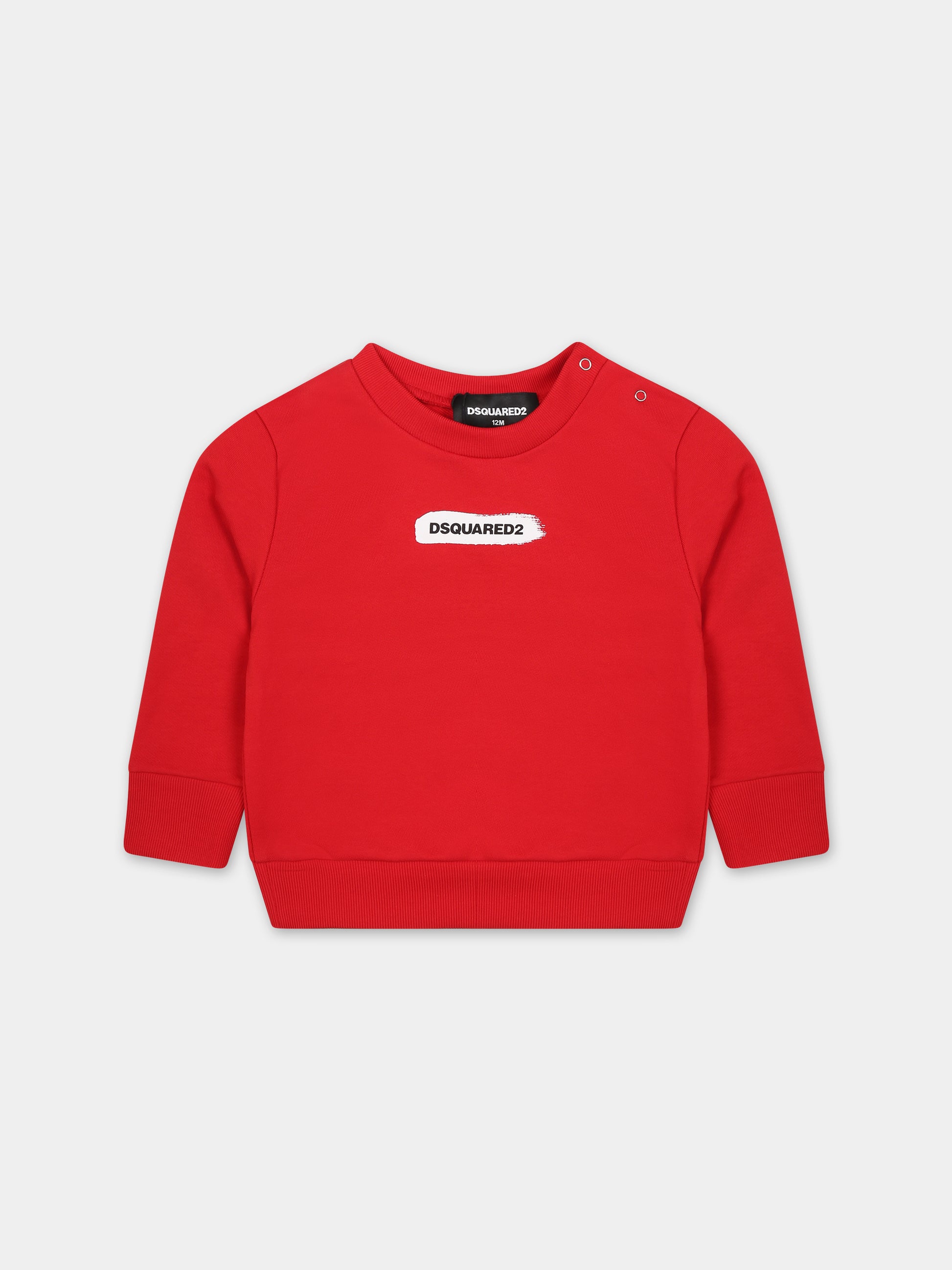 Felpa rossa per neonato con logo,Dsquared2,DQ2144 D0A2F D2S782B DQ415