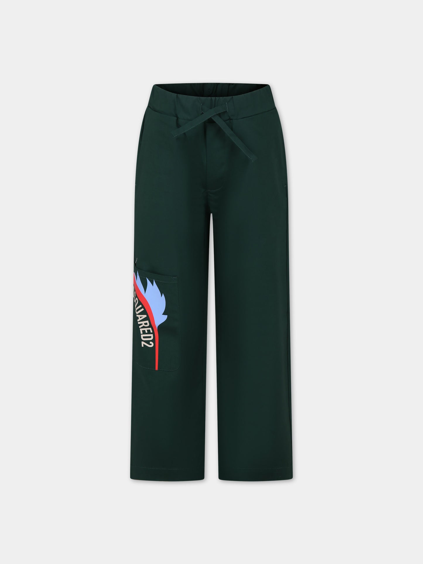 Pantaloni casual verdi per bambino con logo,Dsquared2,DQ2173 D0A74 D2P694M DQ522