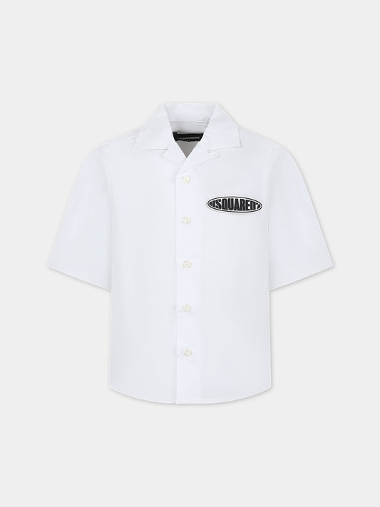 Camicia bianca per bambino con logo,Dsquared2,DQ2119 D007D D2C202M DQ100