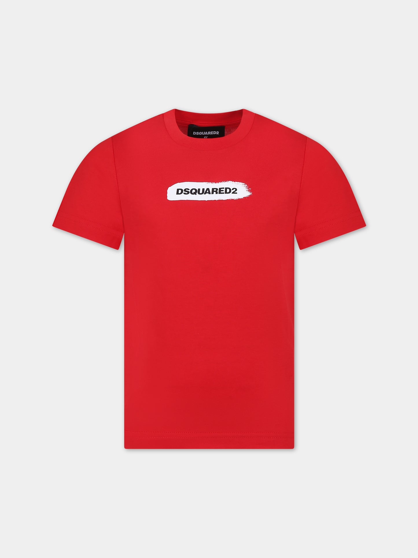 T-shirt rossa per bambino con logo,Dsquared2,DQ2095 D004G D2T1015U DQ415