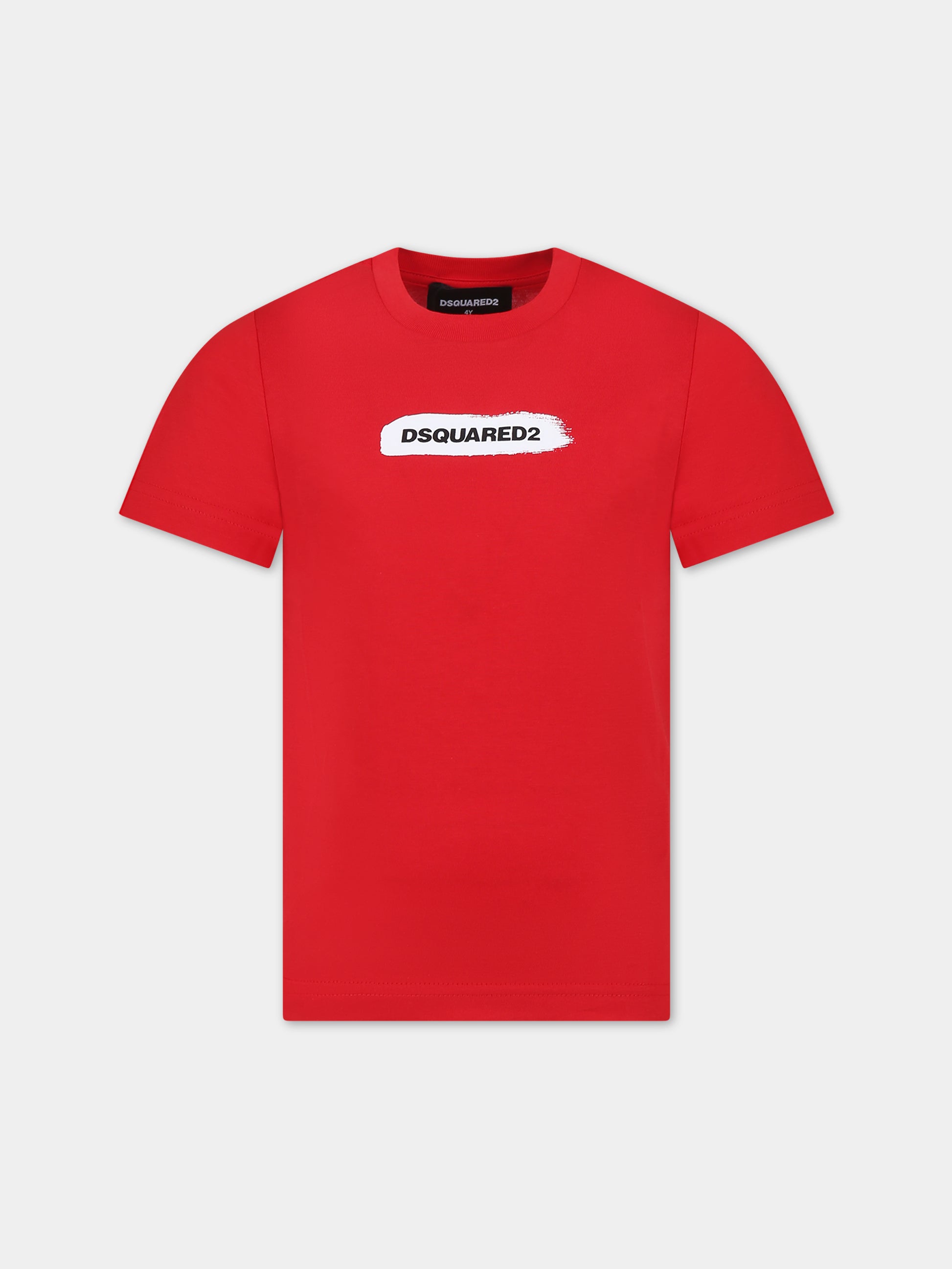 T-shirt rossa per bambino con logo,Dsquared2,DQ2095 D004G D2T1015U DQ415