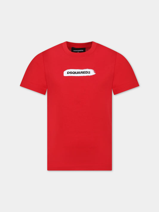 T-shirt rossa per bambino con logo,Dsquared2,DQ2095 D004G D2T1015U DQ415