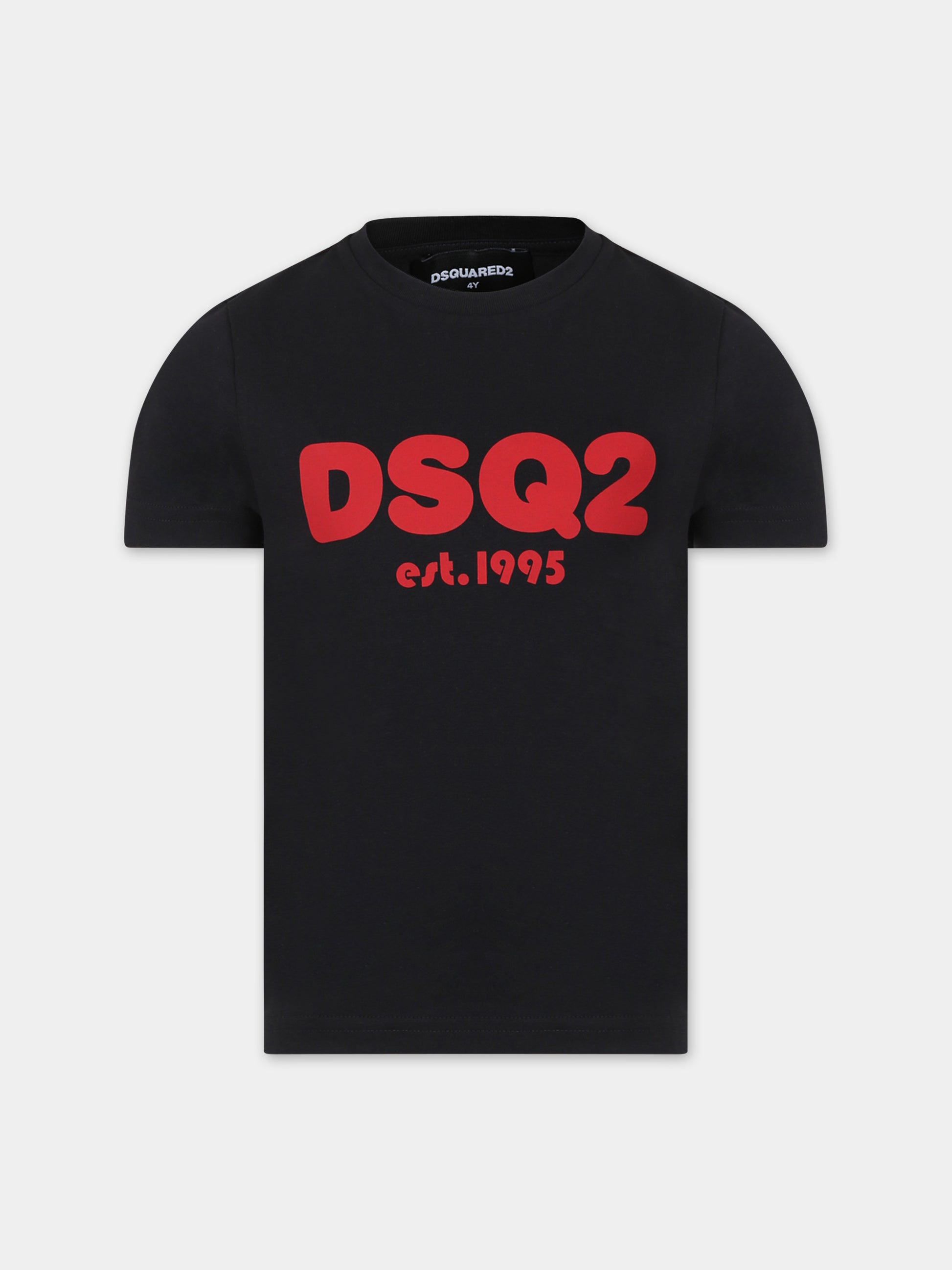 T-shirt nera per bambino con logo,Dsquared2,DQ2101 D00MV D2T1019U DQ900