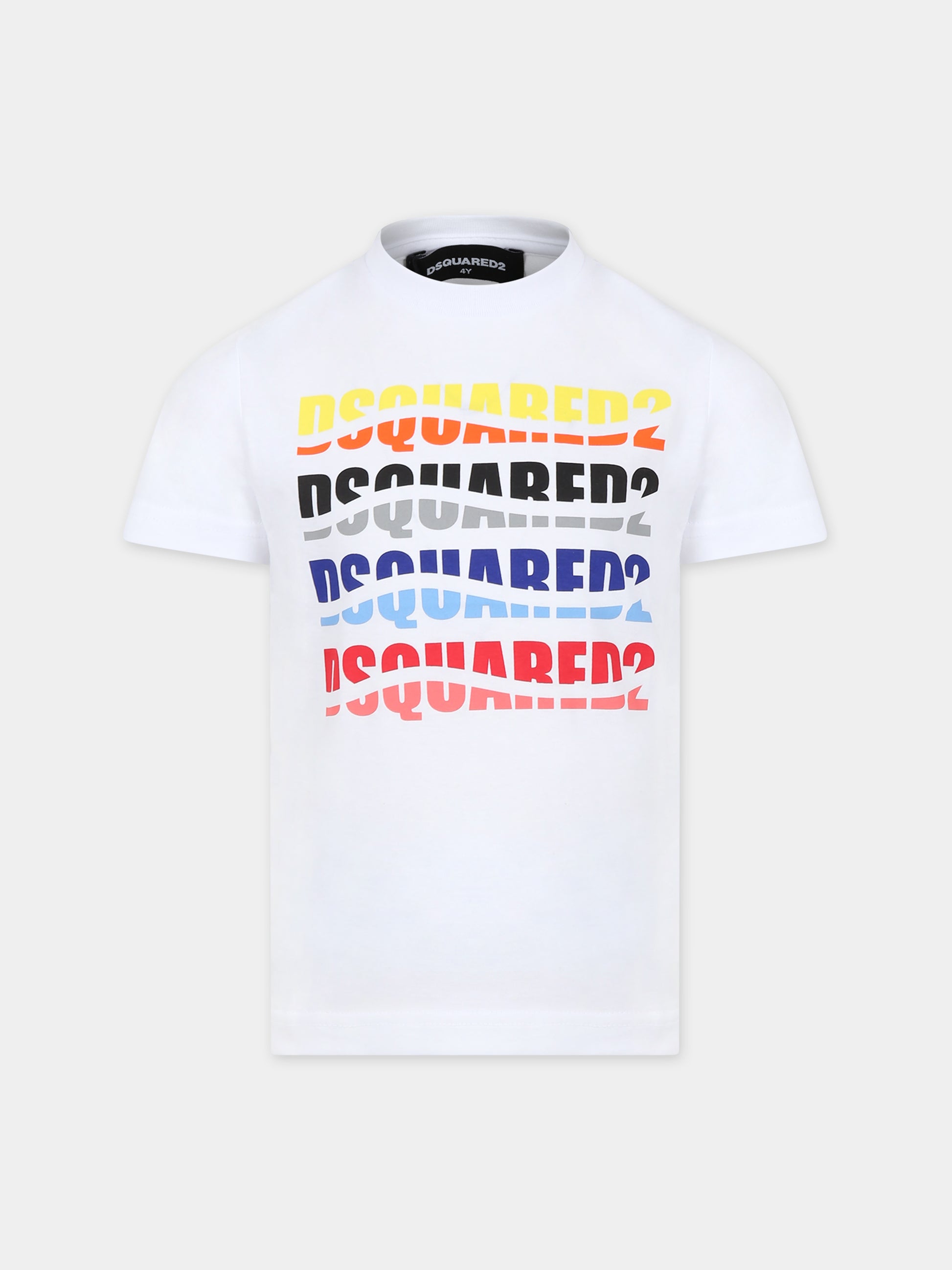 T-shirt bianca per bambino con logo,Dsquared2,DQ2104 D004G D2T1014U DQ100
