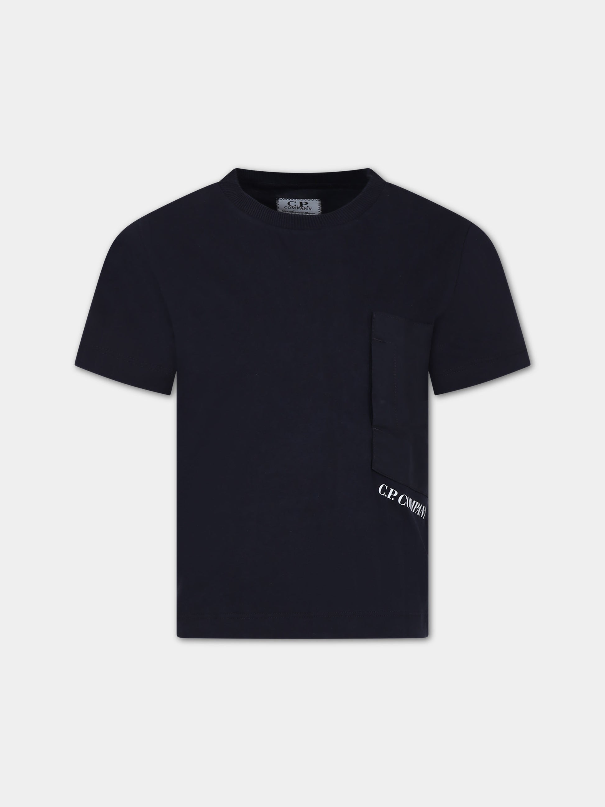 T-shirt blu per bambino con logo,C. P. Company,CUM005 LAC02 41150