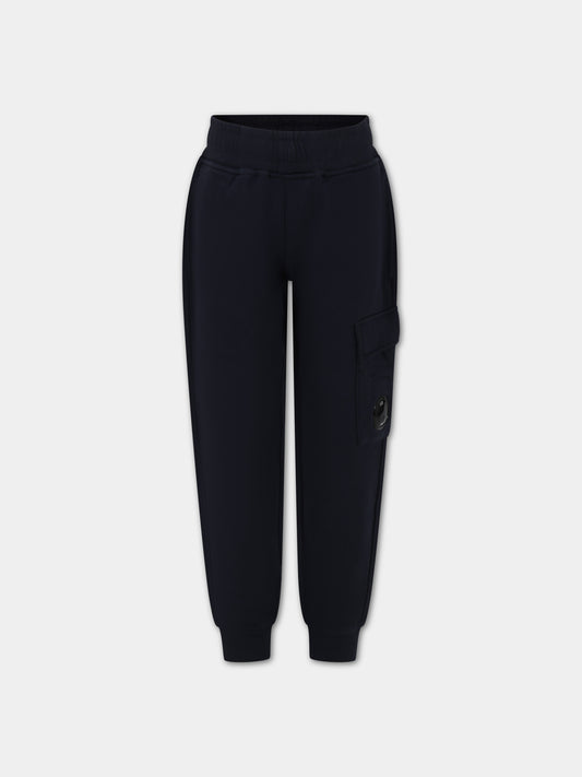 Pantaloni neri per bambino con C.P. Company Lens,C. P. Company,CUP002 LCA69 41150