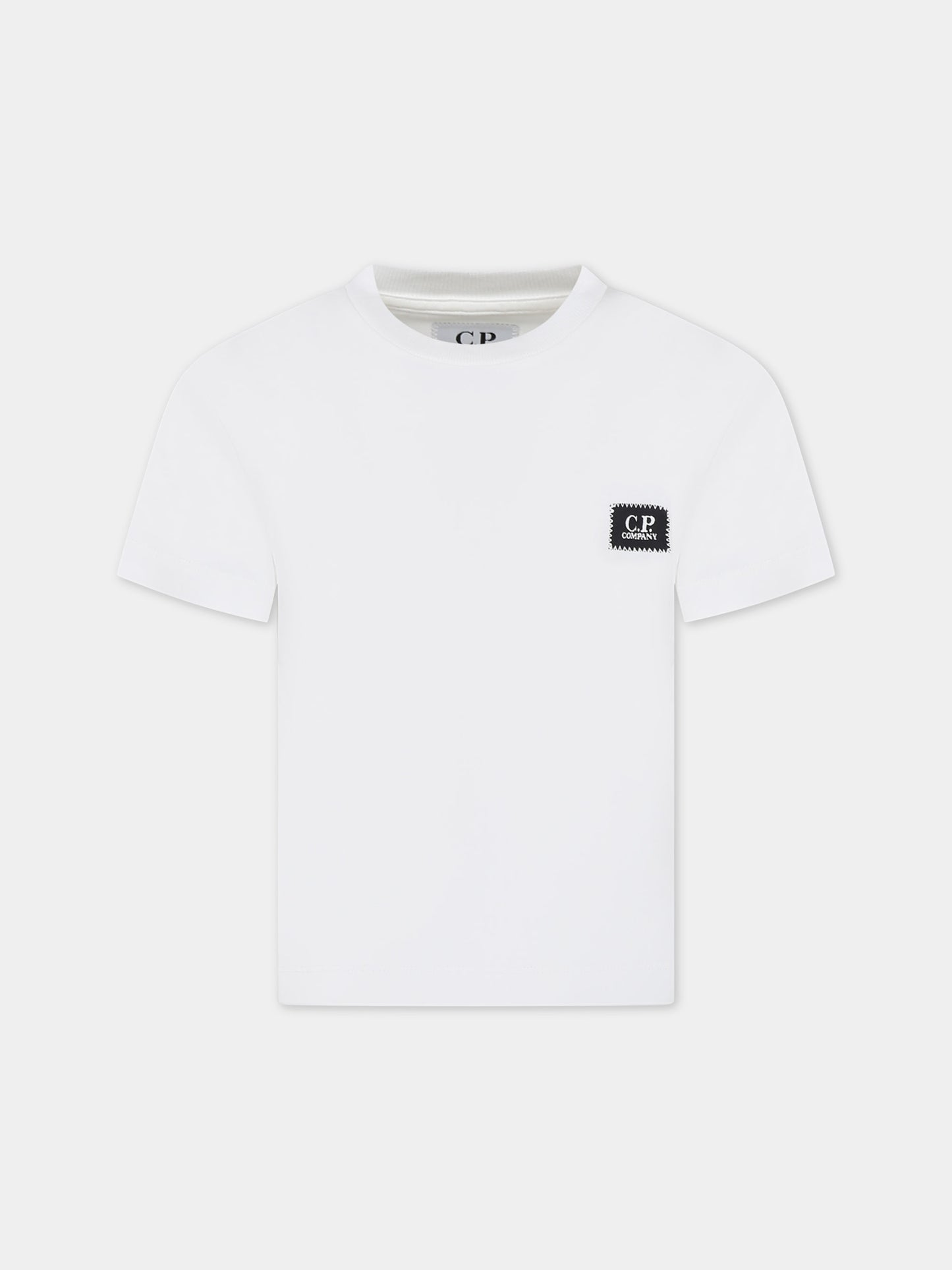 T-shirt bianca per bambino con logo,C. P. Company,CNM008 LAA17 10135