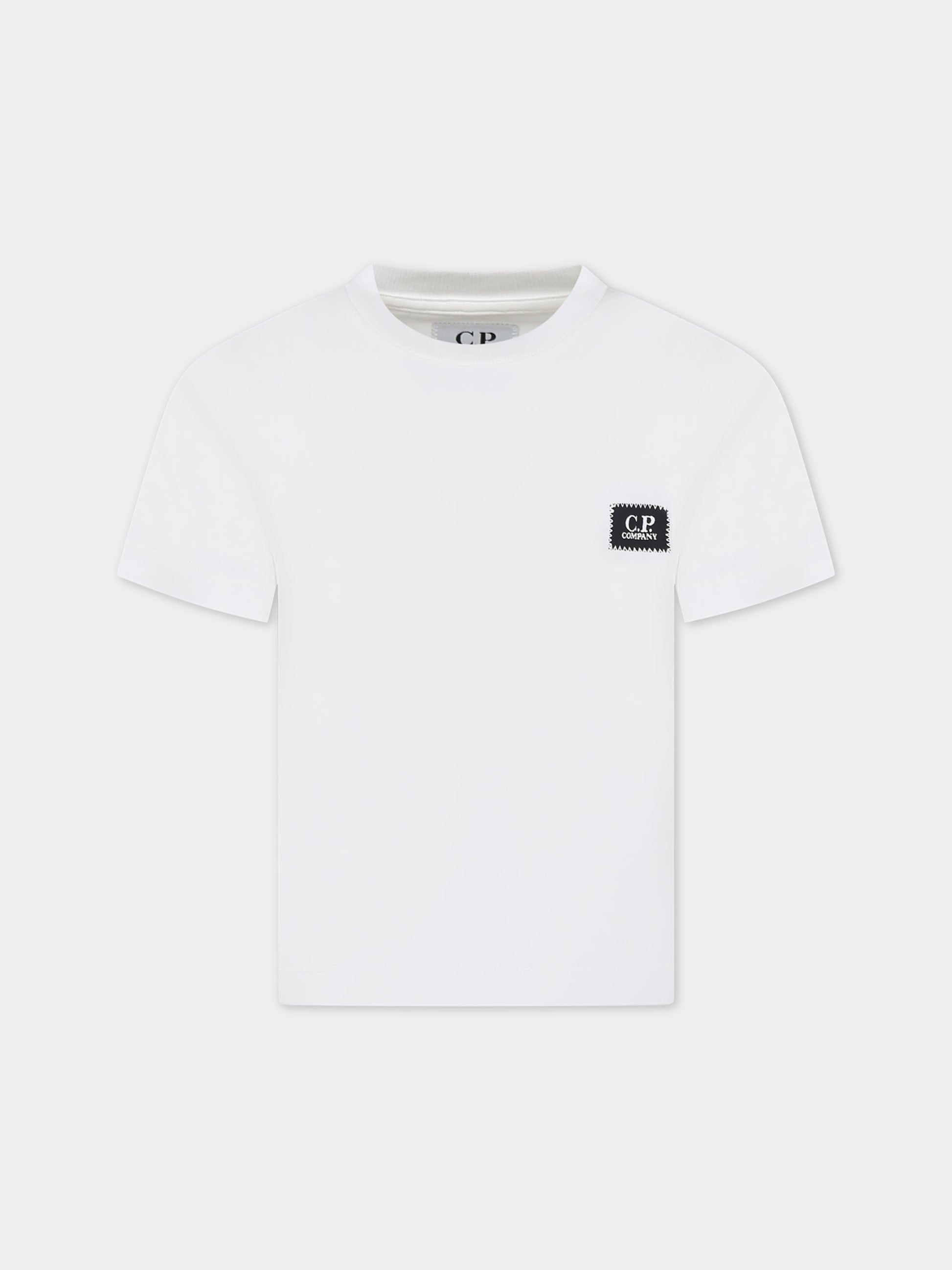 T-shirt bianca per bambino con logo,C. P. Company,CNM008 LAA17 10135