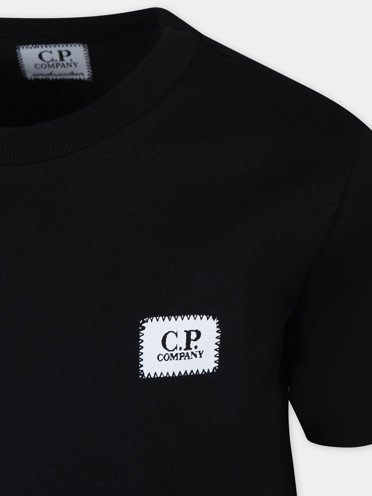 T-shirt nera per bambino con logo,C. P. Company,CNM008 LAA17 60100