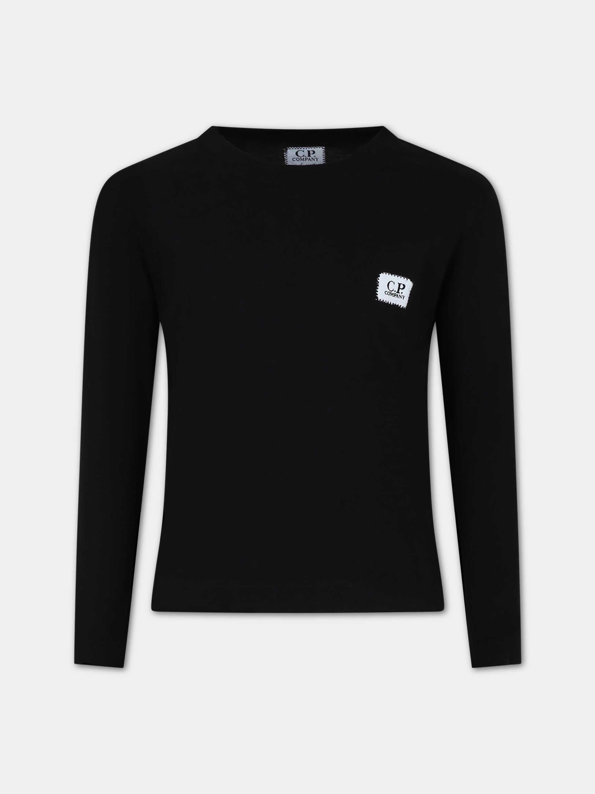 T-shirt nera per bambino con logo,C. P. Company,CUO000 LAA17 60100
