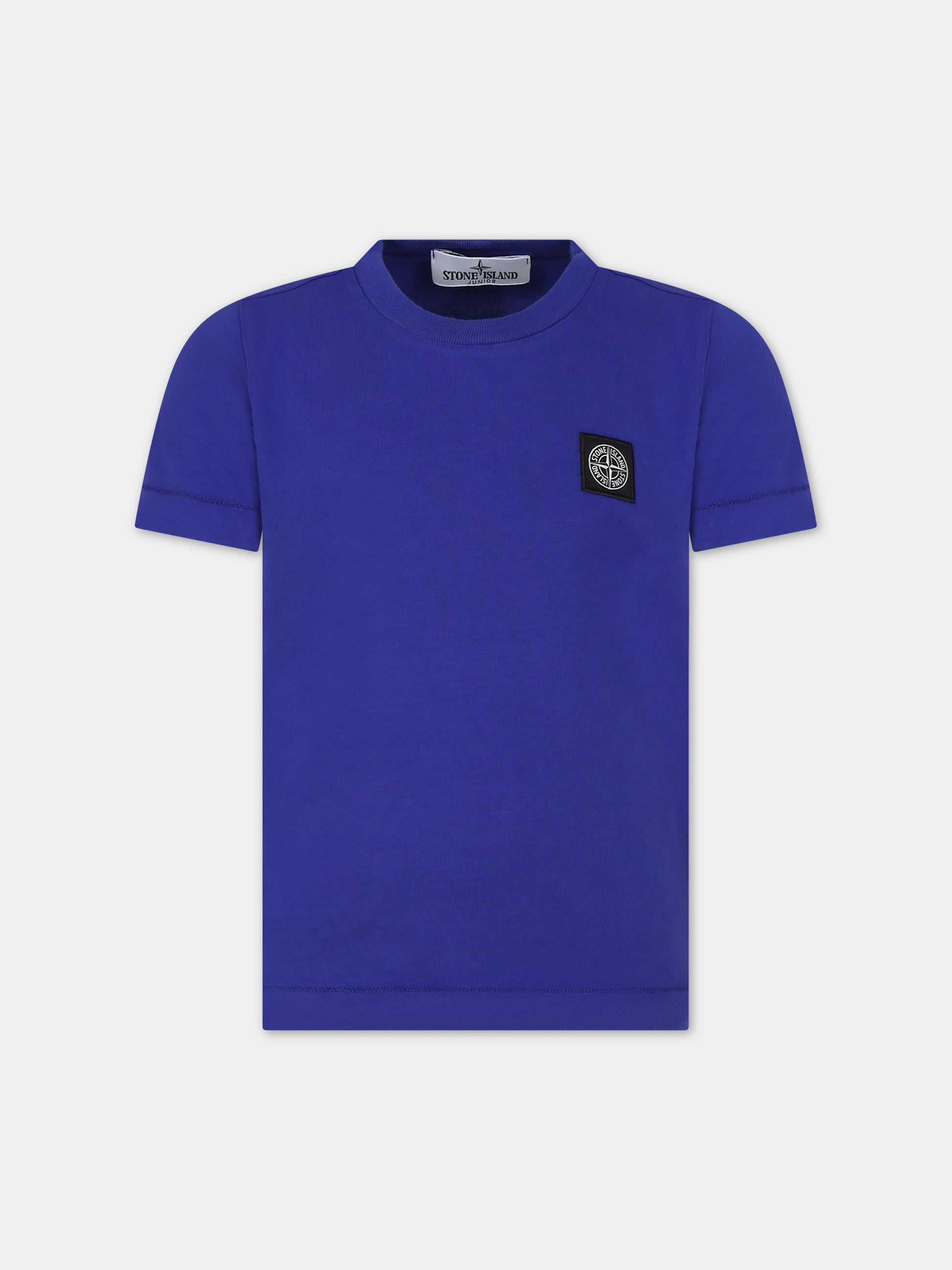 T-shirt azzurra per bambino con logo,Stone Island Junior,801620147 V0022