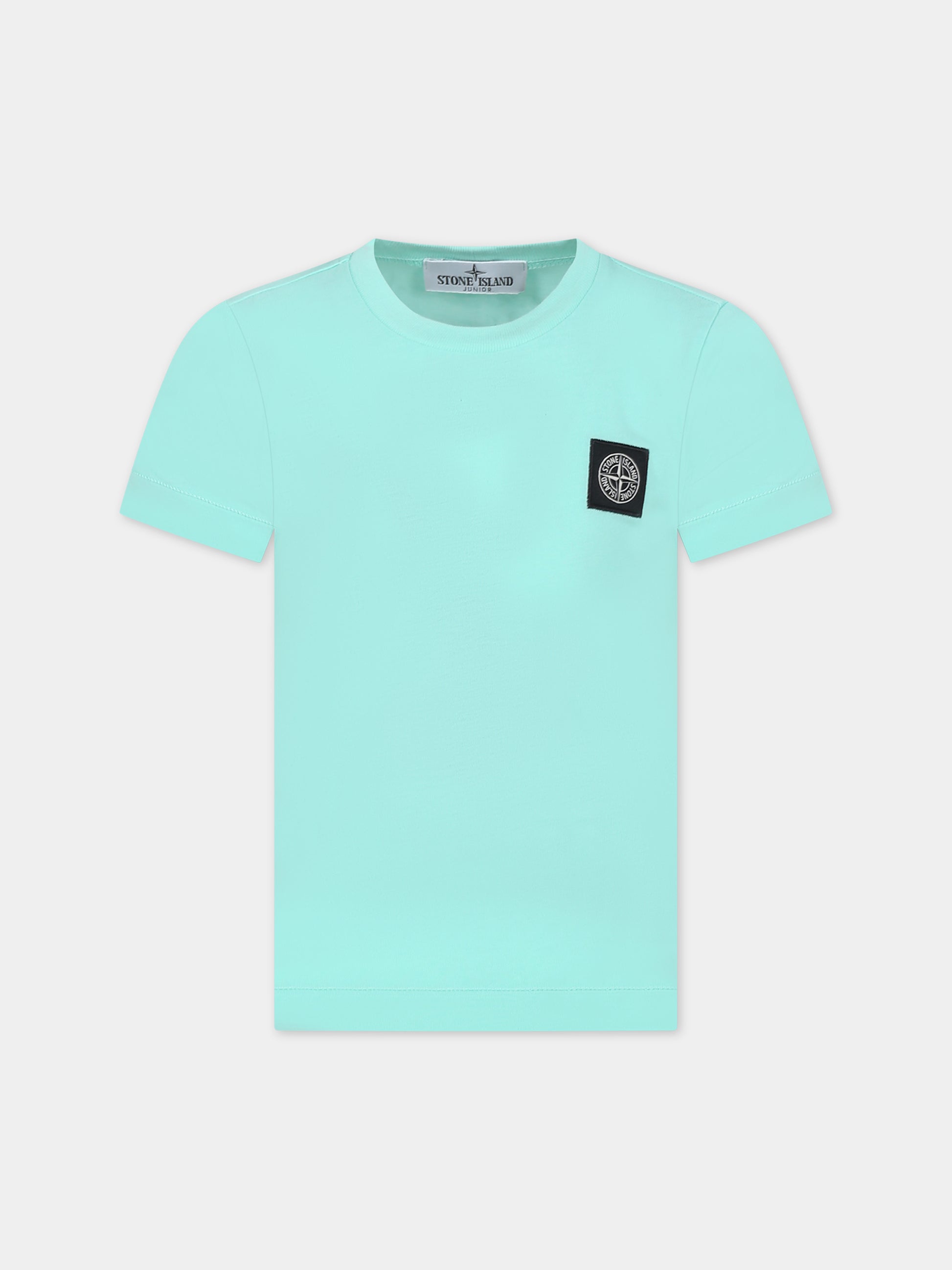 T-shirt verde per bambino con logo,Stone Island Junior,801620147 V0052