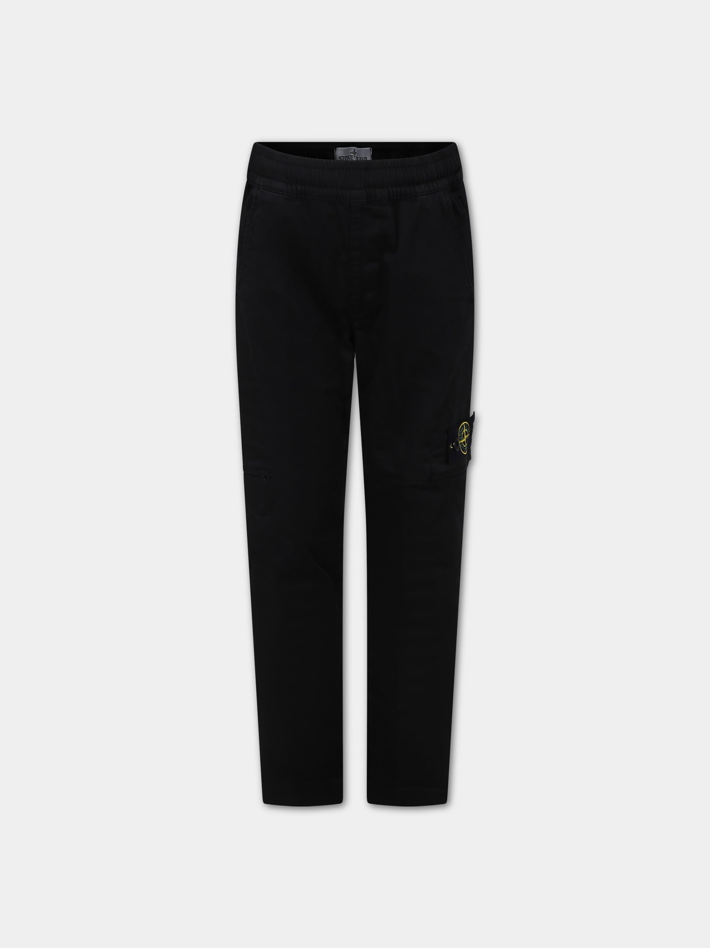 Pantaloni neri per bambino con bussola,Stone Island Junior,801630612 V0029