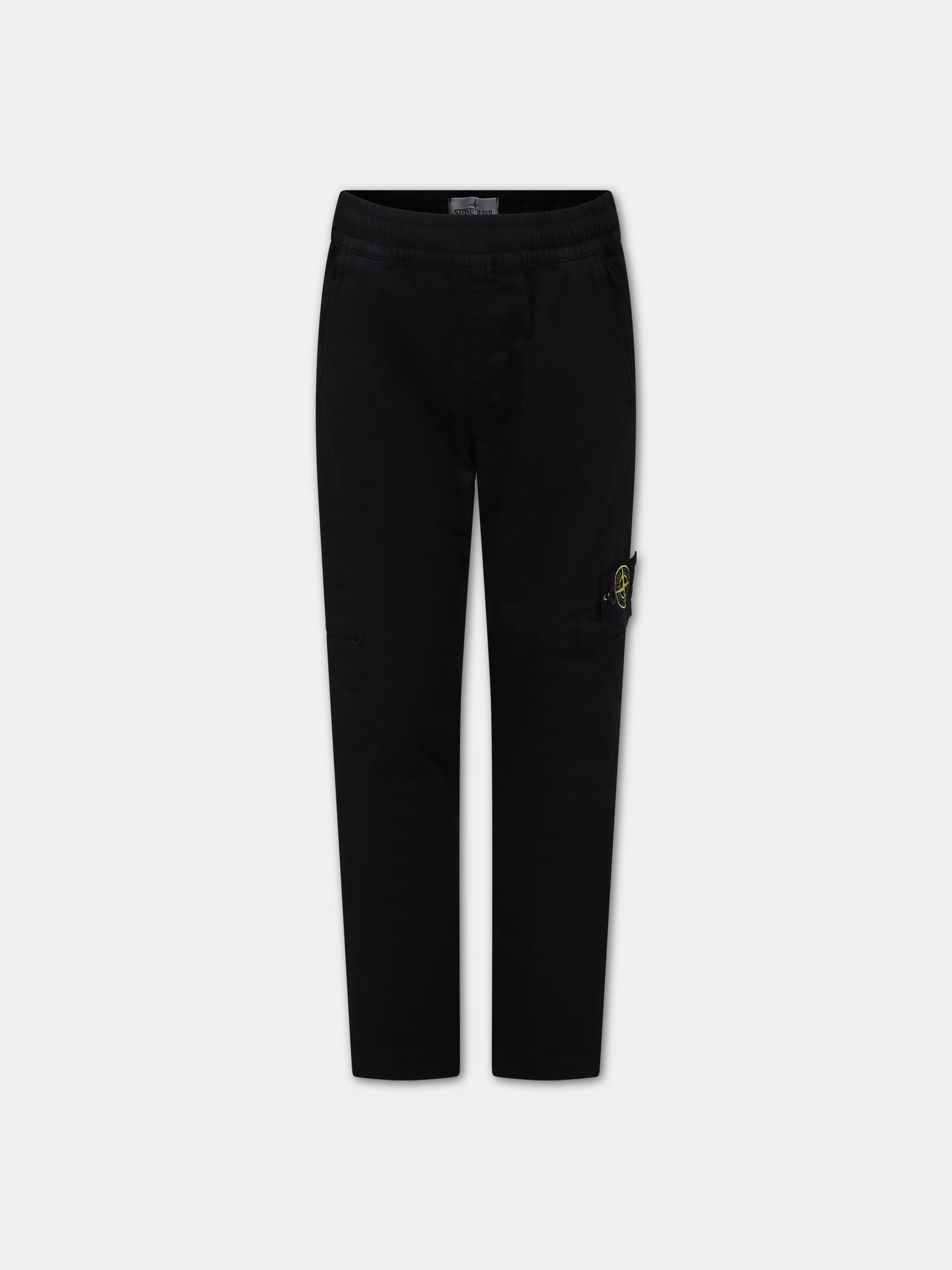 Pantaloni neri per bambino con bussola,Stone Island Junior,801630612 V0029