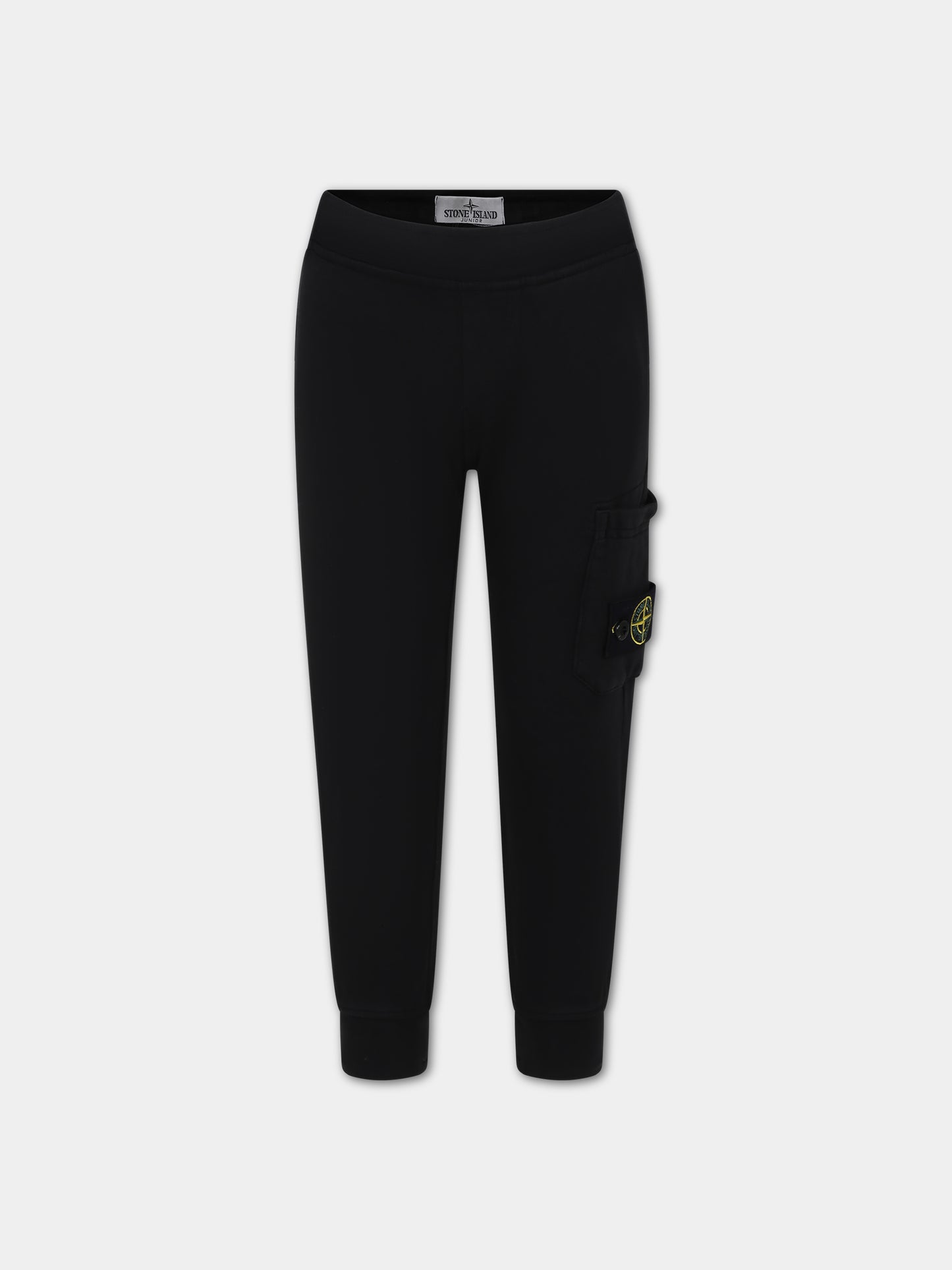 Pantaloni neri per bambino con logo iconico,Stone Island Junior,801661540 V0029