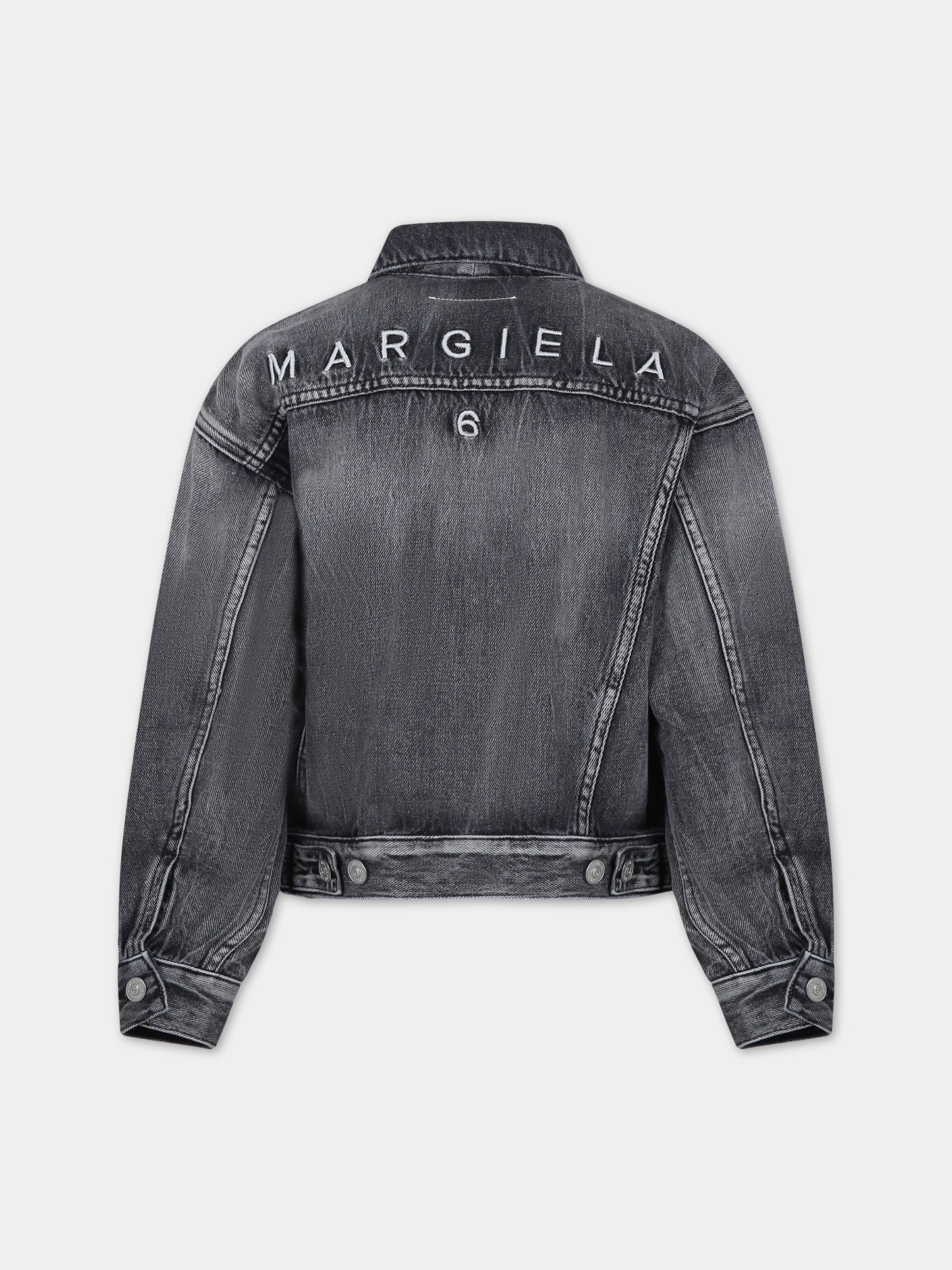 Giubbotto di jeans grigio per bambini con logo,Mm6 Maison Margiela,M60449 MM02L MM6J44AU M602