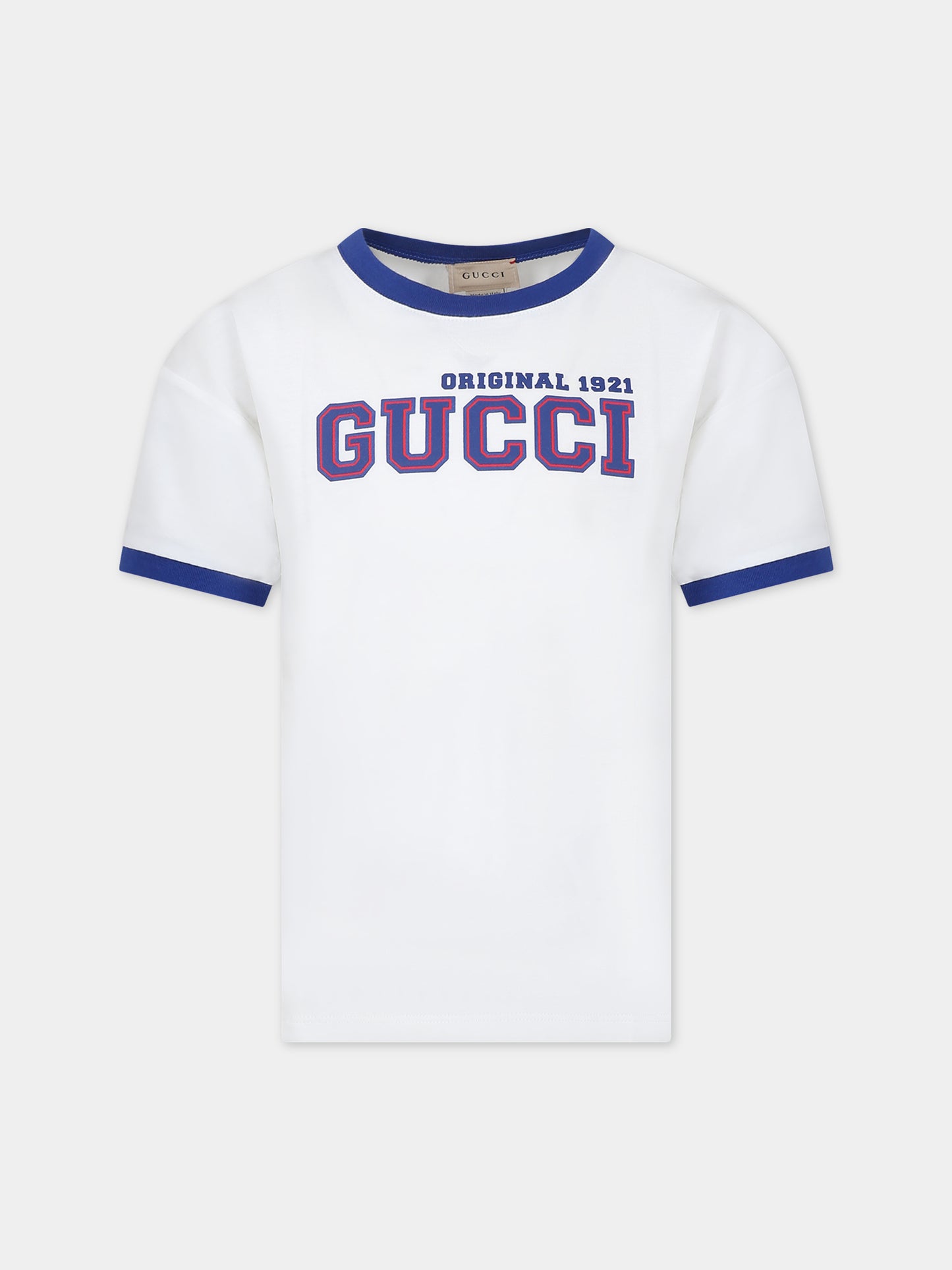 T-shirt avorio per bambino con logo,Gucci Kids,724772 XJF6M 9332