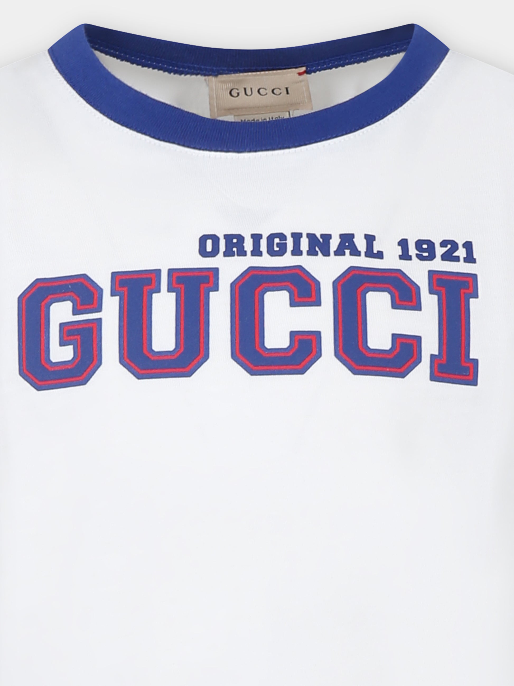 T-shirt avorio per bambino con logo,Gucci Kids,724772 XJF6M 9332