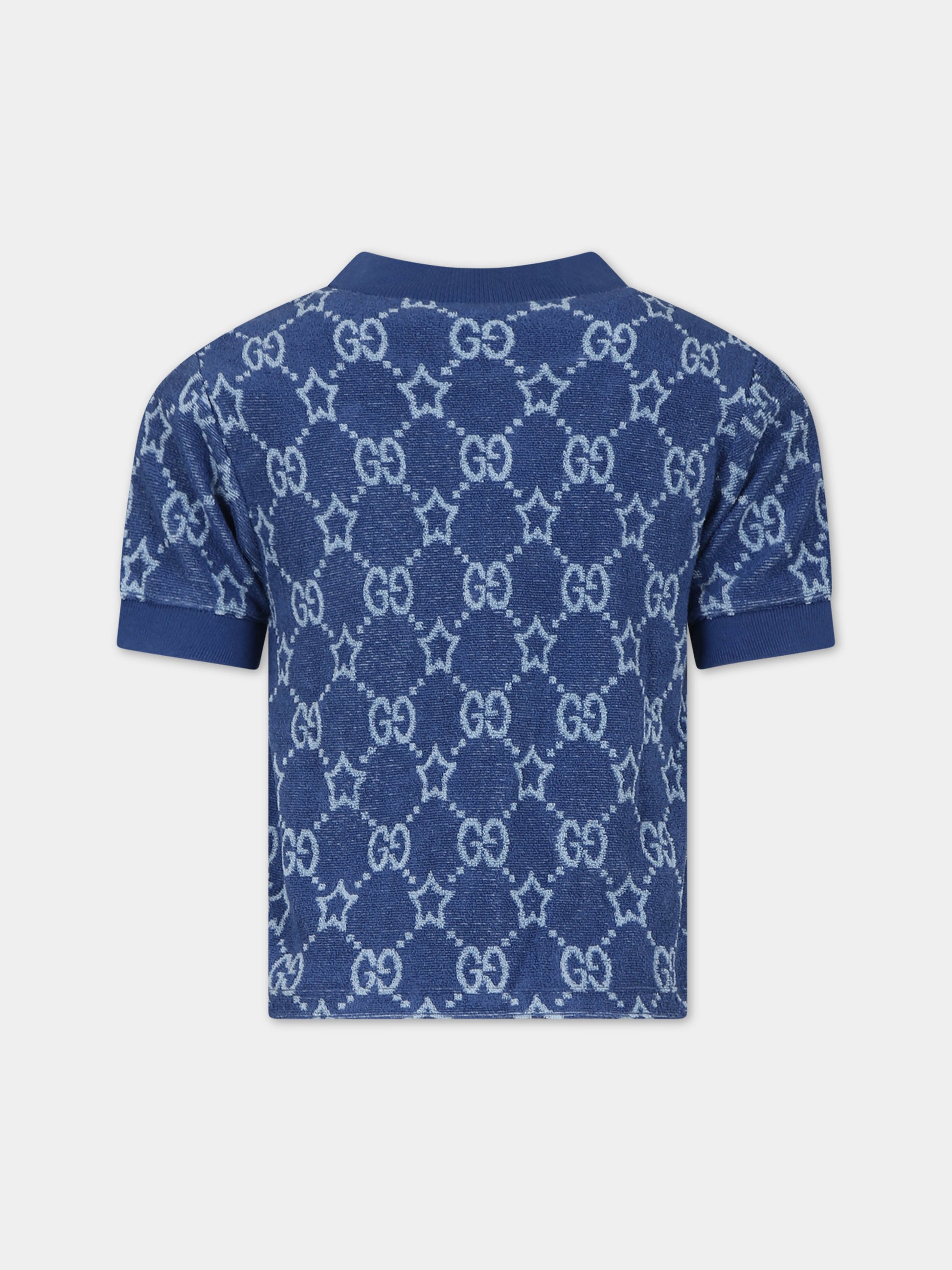 T-shirt blu per bambino con stelle GG,Gucci Kids,758855 XJF5D 4695