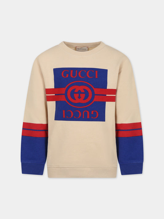 Felpa avorio per bambino con logo,Gucci Kids,771629 XJF5W 7524