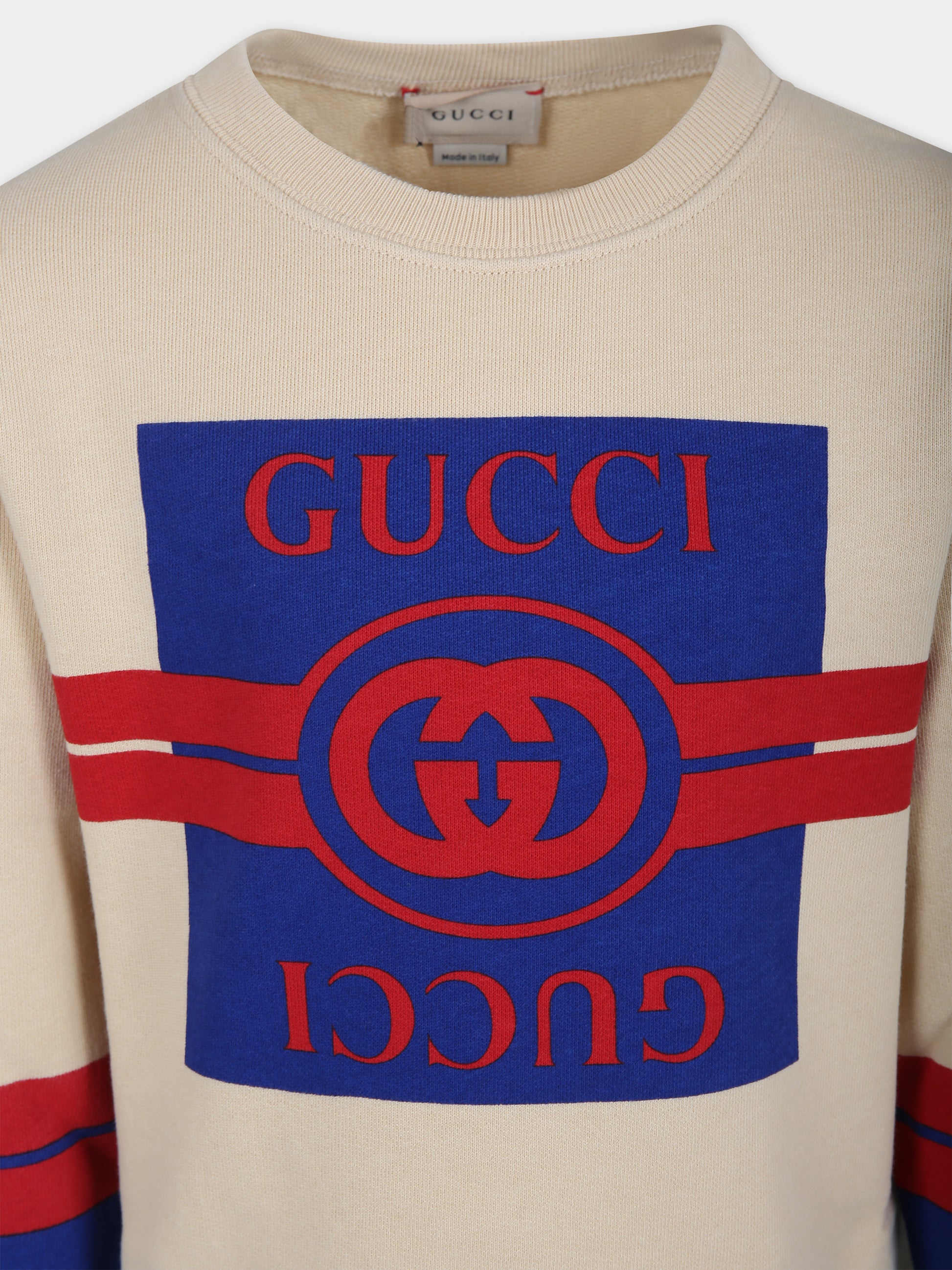 Felpa avorio per bambino con logo,Gucci Kids,771629 XJF5W 7524