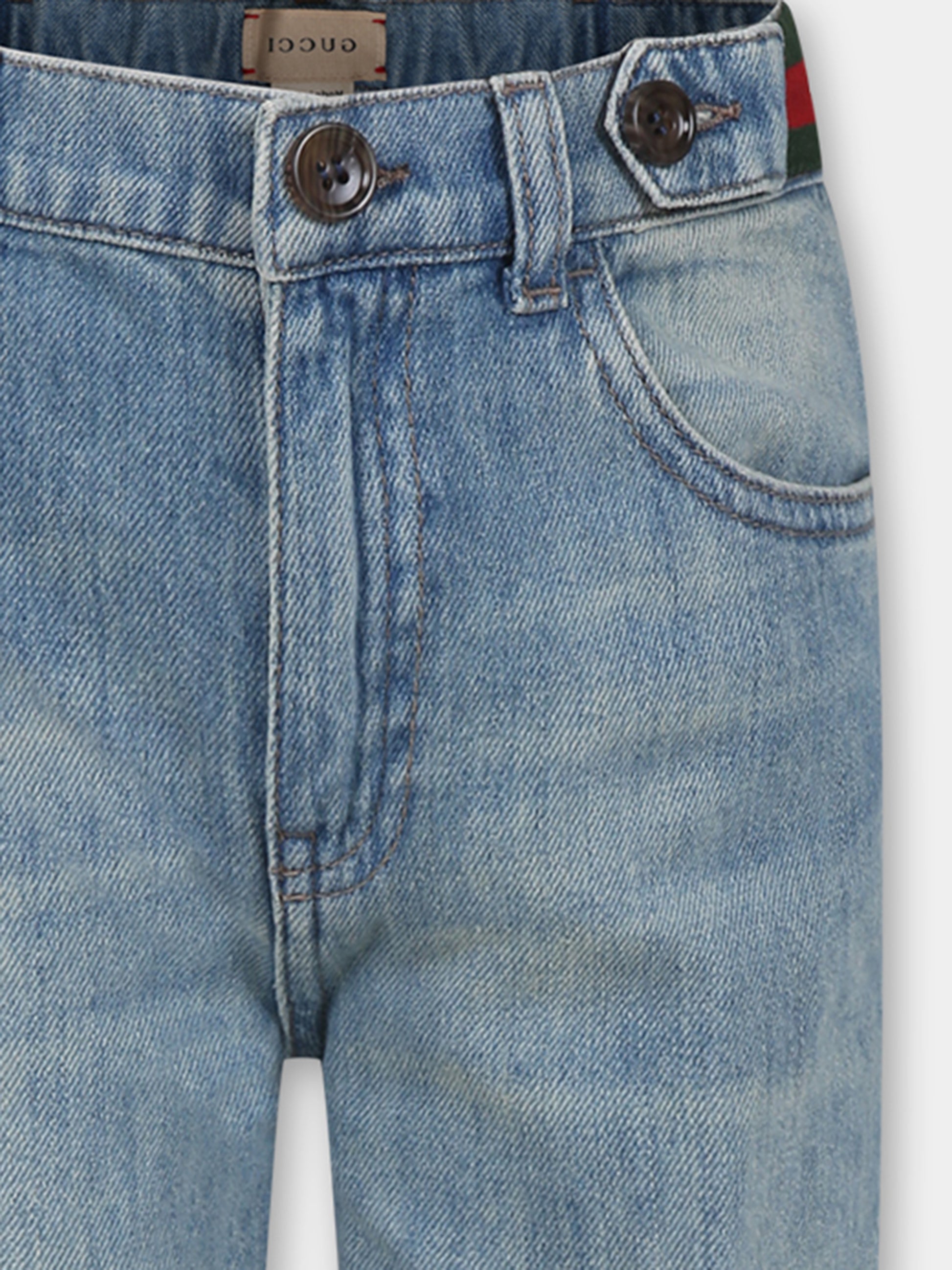 Jeans blu per bambino con dettaglio Web,Gucci Kids,759866 XDCRW 4447