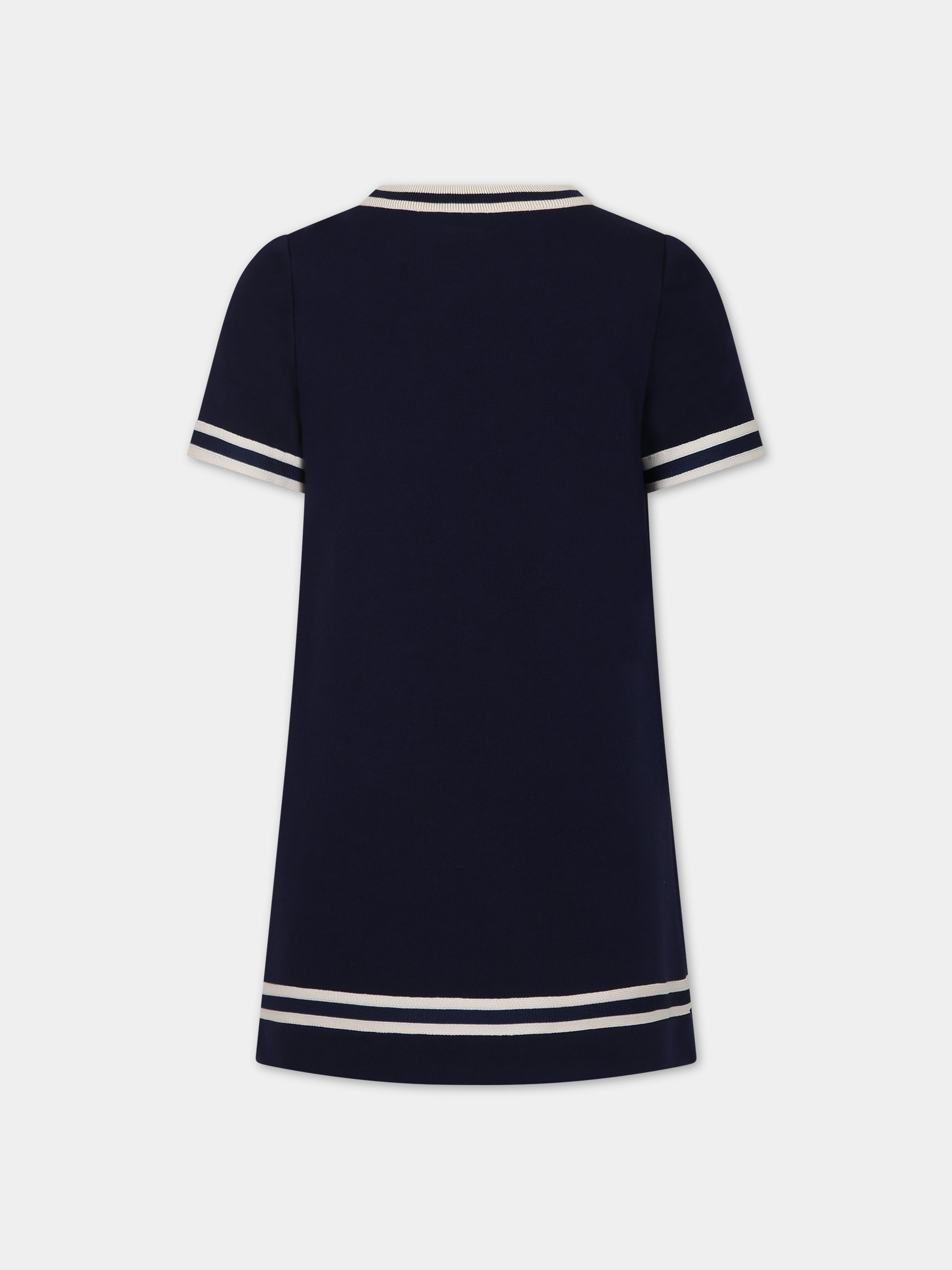 Vestito blu per bambina con morsetto,Gucci Kids,718772 XJE3J 4780