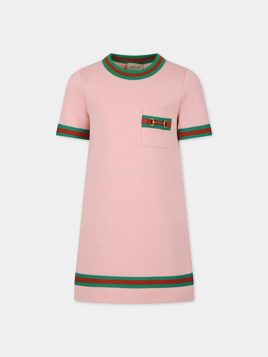 Vestito rosa per bambina con morsetto,Gucci Kids,718772 XJE3J 5658