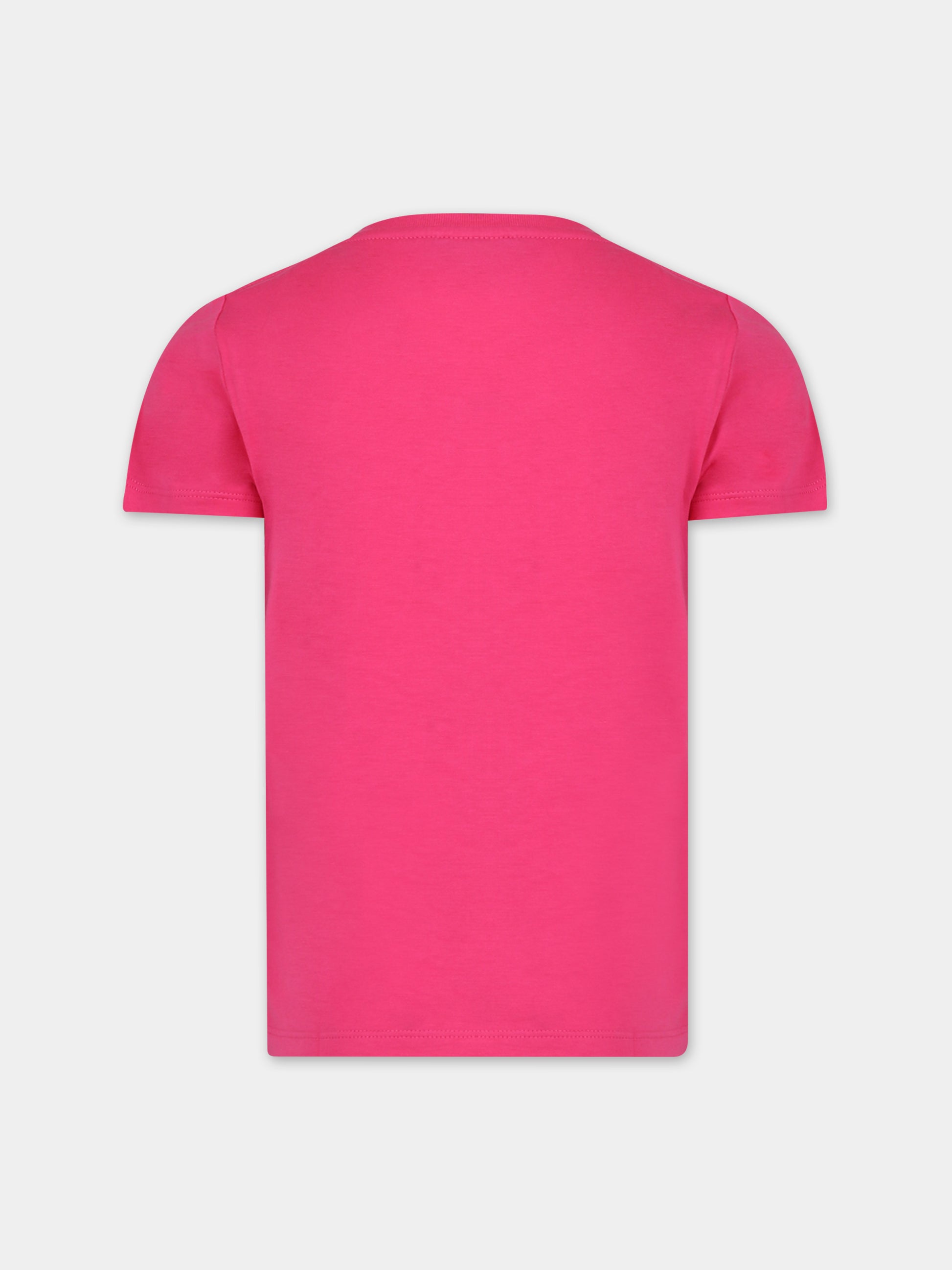 T-shirt fucsia per bambina con doppia G e mela,Gucci Kids,610190 XJF86 5716
